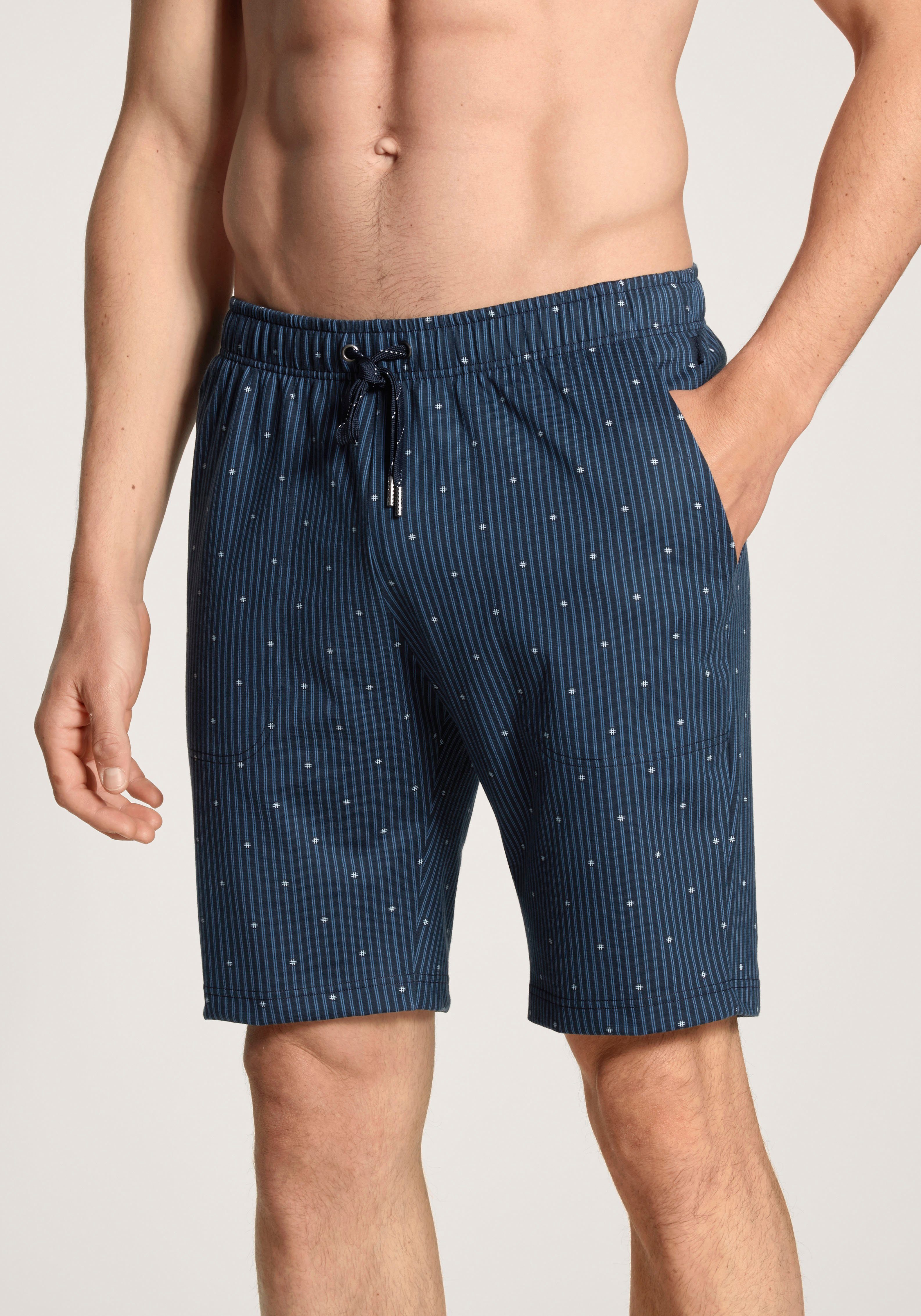 mit Basic Sleep Remix Bermudas Jerseykordel CALIDA blue geöstem mit Tunnelzugbund indian