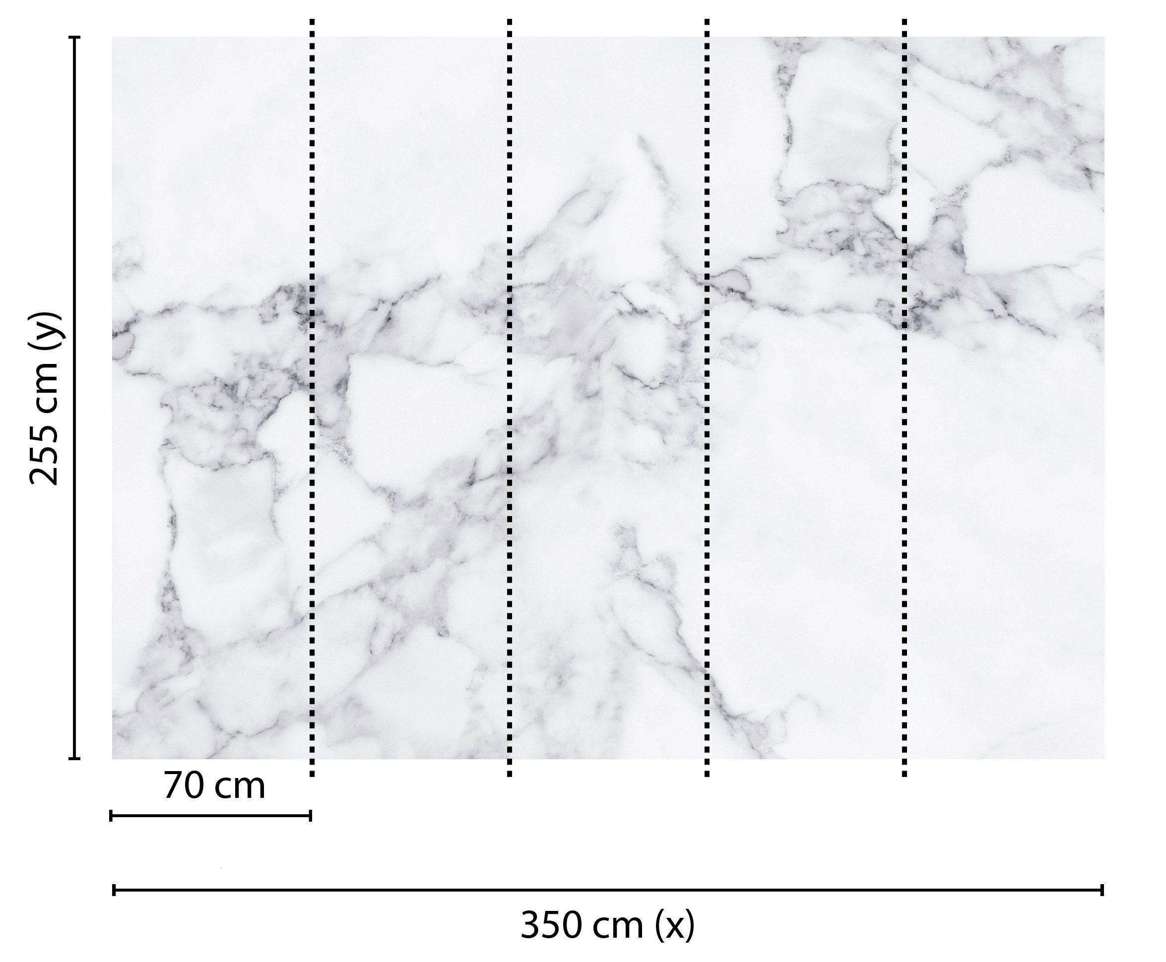 living walls Fototapete Designwalls White Marble 1, glatt, (5 St), Vlies, Wand, Schräge, Decke