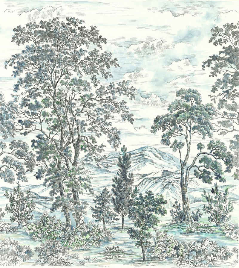 Komar Fototapete »Vliestapete Highland Trees«, glatt, bedruckt, floral, geblümt, realistisch, 250 x 280 cm