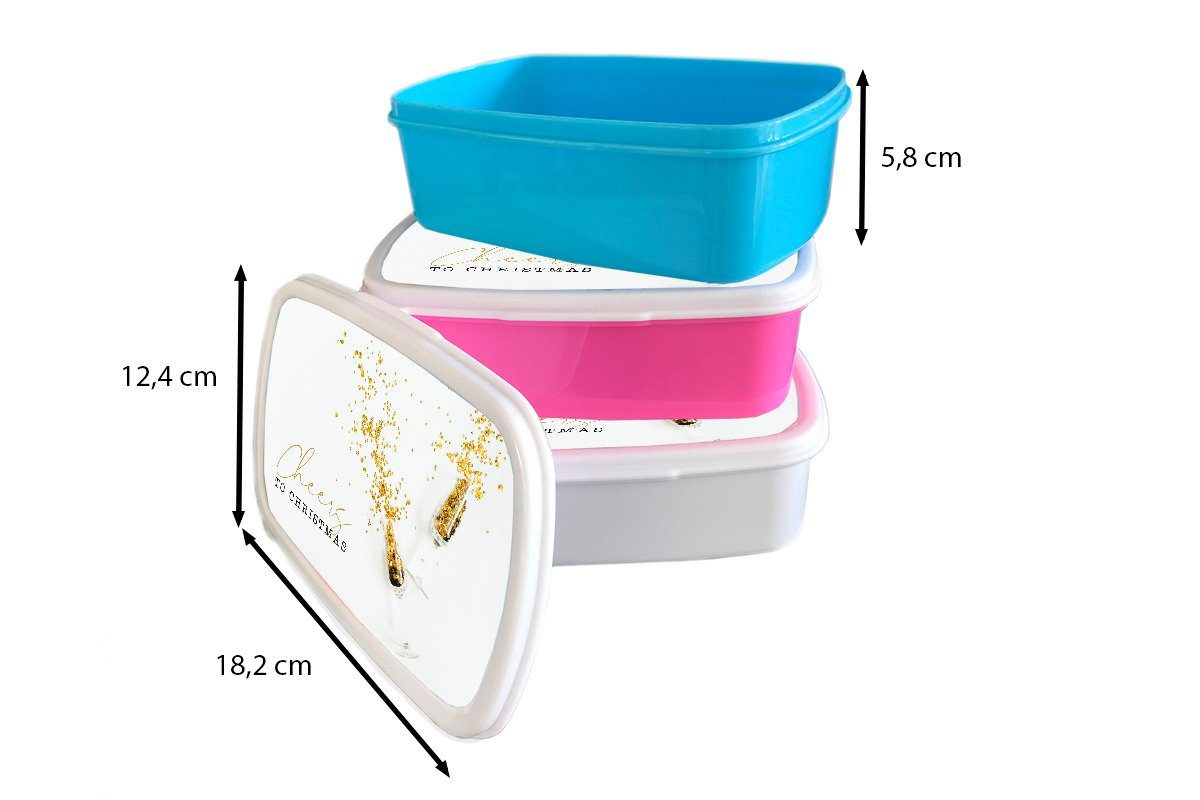 für Brotbox Lunchbox (2-tlg), und Mädchen Gold Brotdose, Jungs Weiß, - Kunststoff, Winter - Kinder für Erwachsene, und MuchoWow