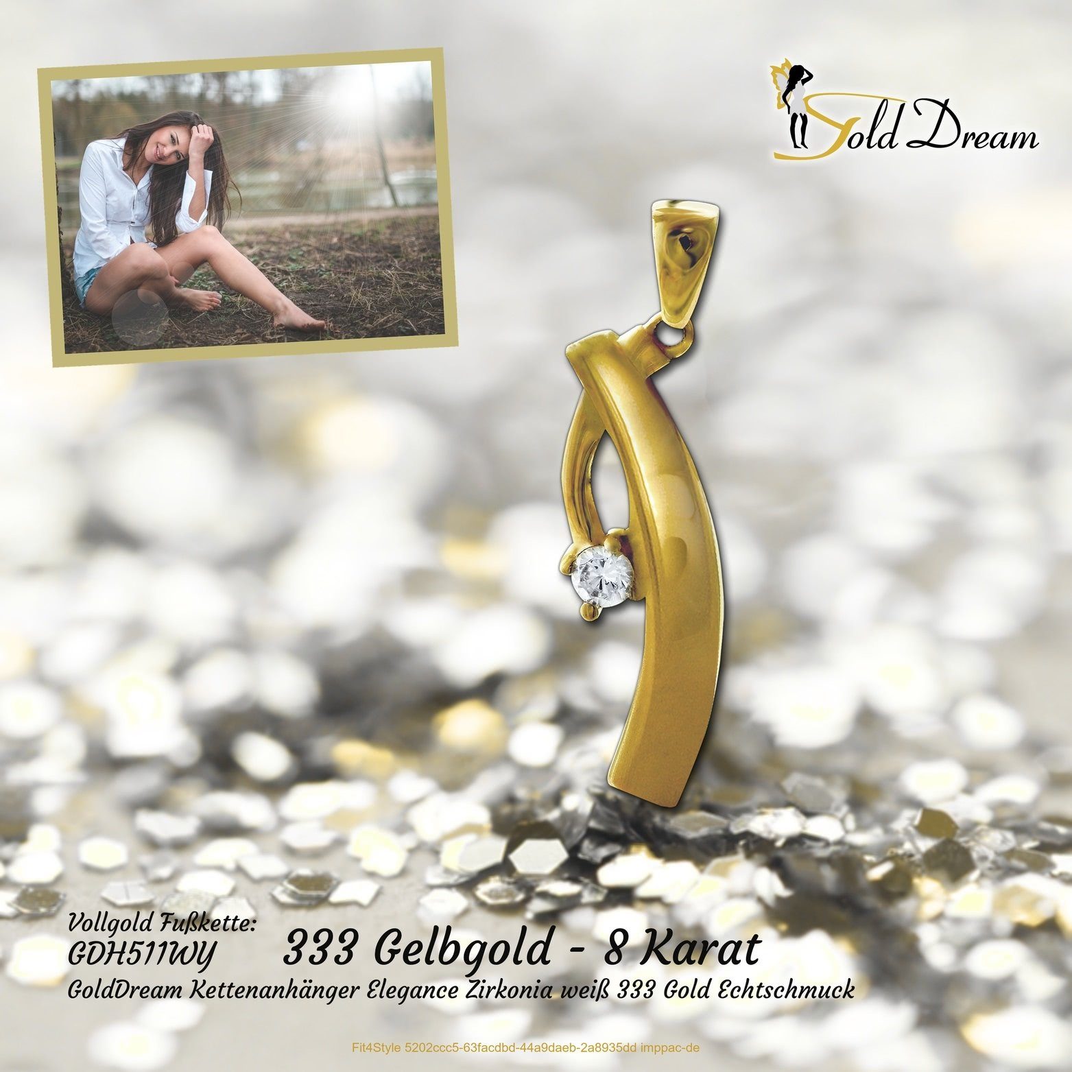 GoldDream Elegance Karat Kettenanhänger Kettenanhänger (Elegance) GoldDream 8K, - 29mm, 333 8 Kettenanhänger Gelbgold ca.