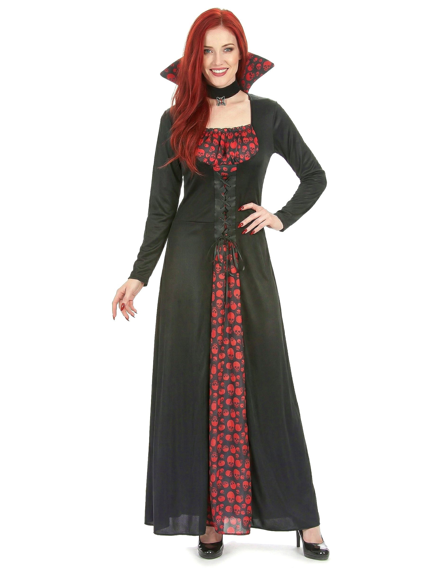 JADEO Kostüm Aristokratische Vampirdame Halloweenkostüm schwarz-rot