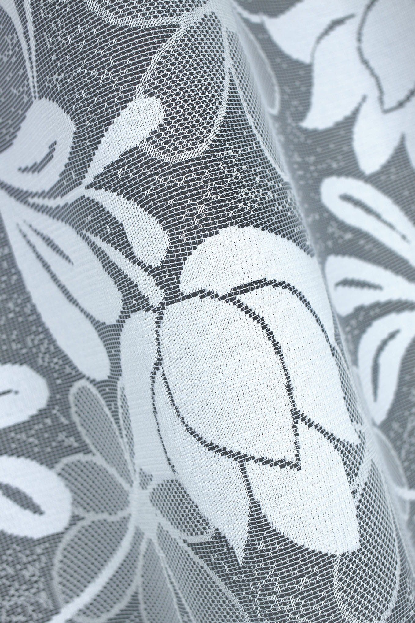 Gardine Jacquard-Gardine mit eingenähtem weiß Kräuselband HAFT, Band fältelndem Blumenmuster