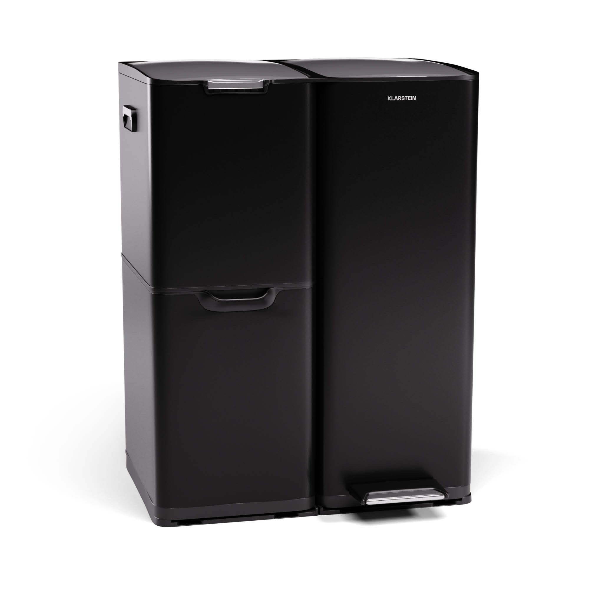 Klarstein Mülltrennsystem Tiyo, Mülleimer 3 Fach Treteimer Trash Bin 60L