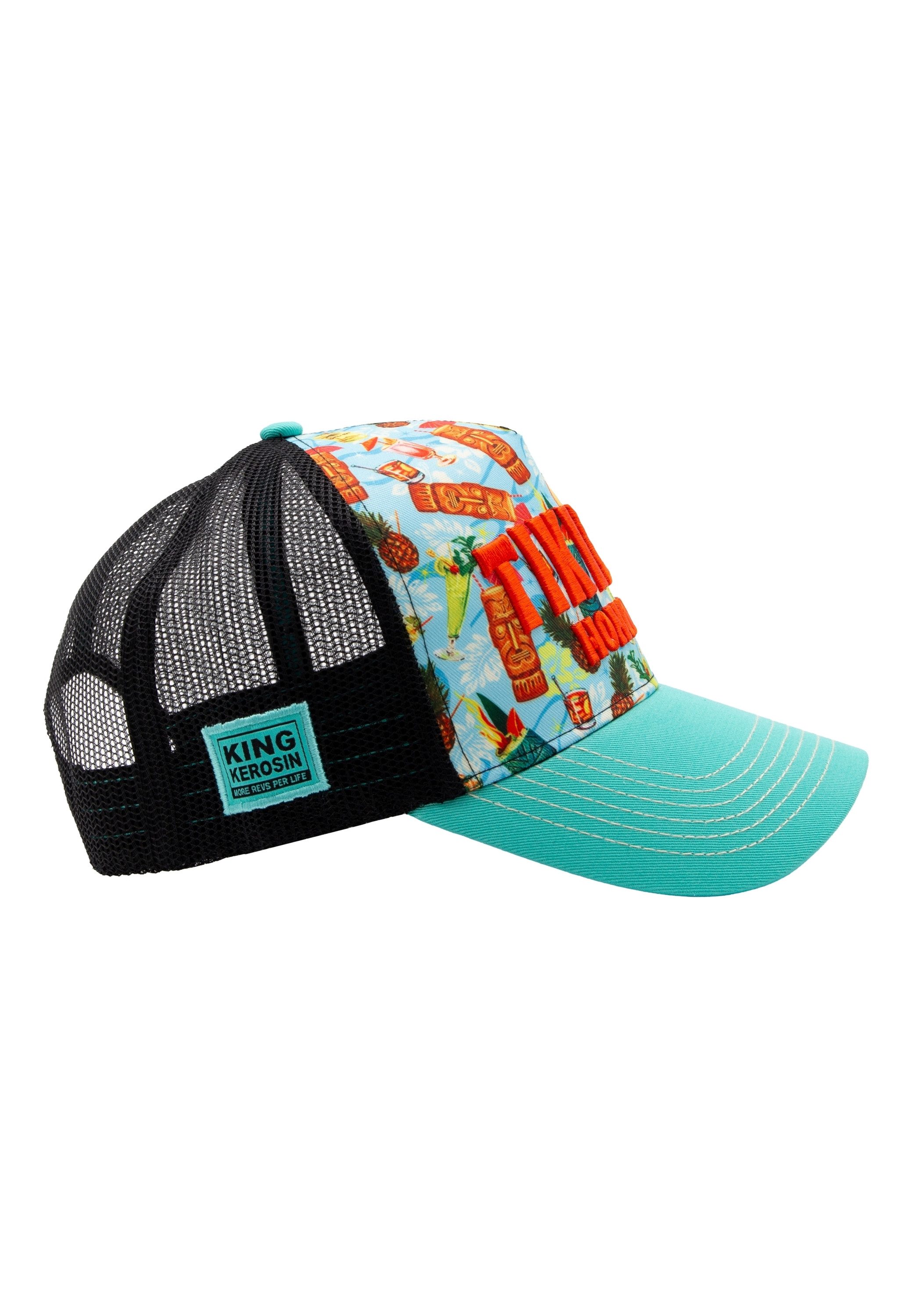 KingKerosin Trucker Cap Tiki Bar Honolulu (1-St) mit 3D-Stickerei und Allover-Print