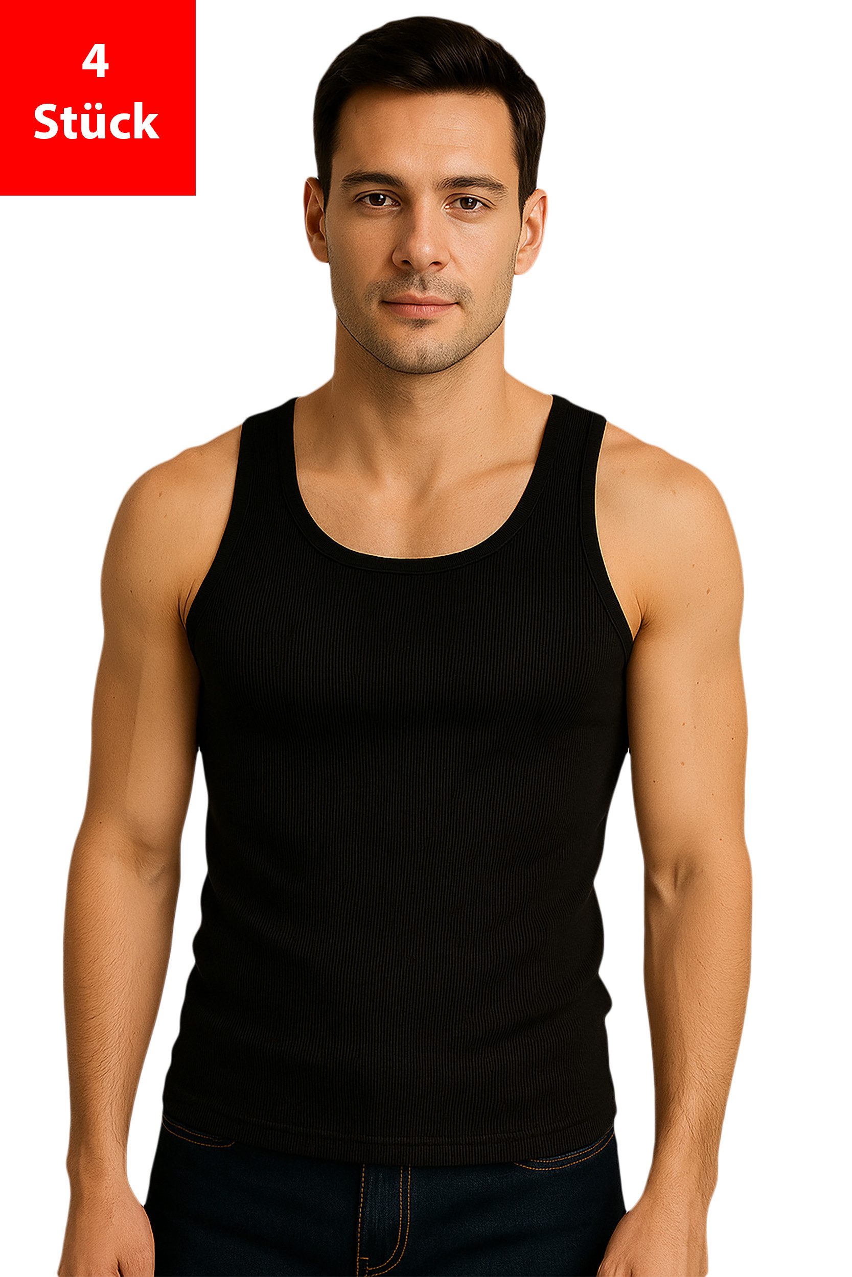 Fashionschmiede Unterhemd Herren Achselhemd im 4er Pack Feinripp Tank Top 1 günstig online kaufen