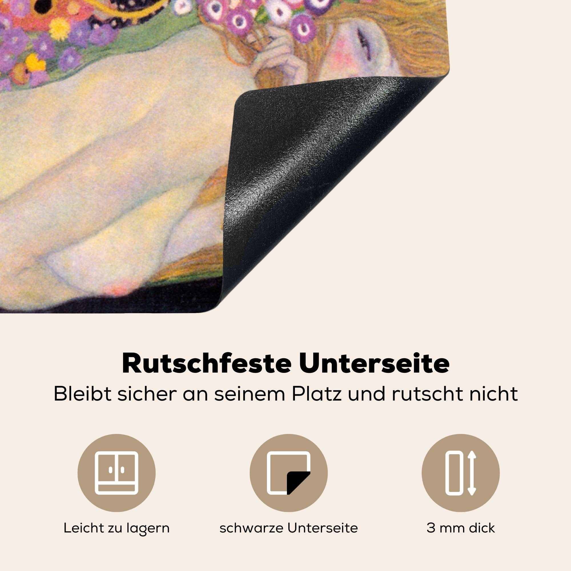 Wasserschlangen cm, - Herdblende-/Abdeckplatte tlg), Klimt, II küche Arbeitsplatte Vinyl, Gustav (1 Ceranfeldabdeckung, MuchoWow 83x51 für