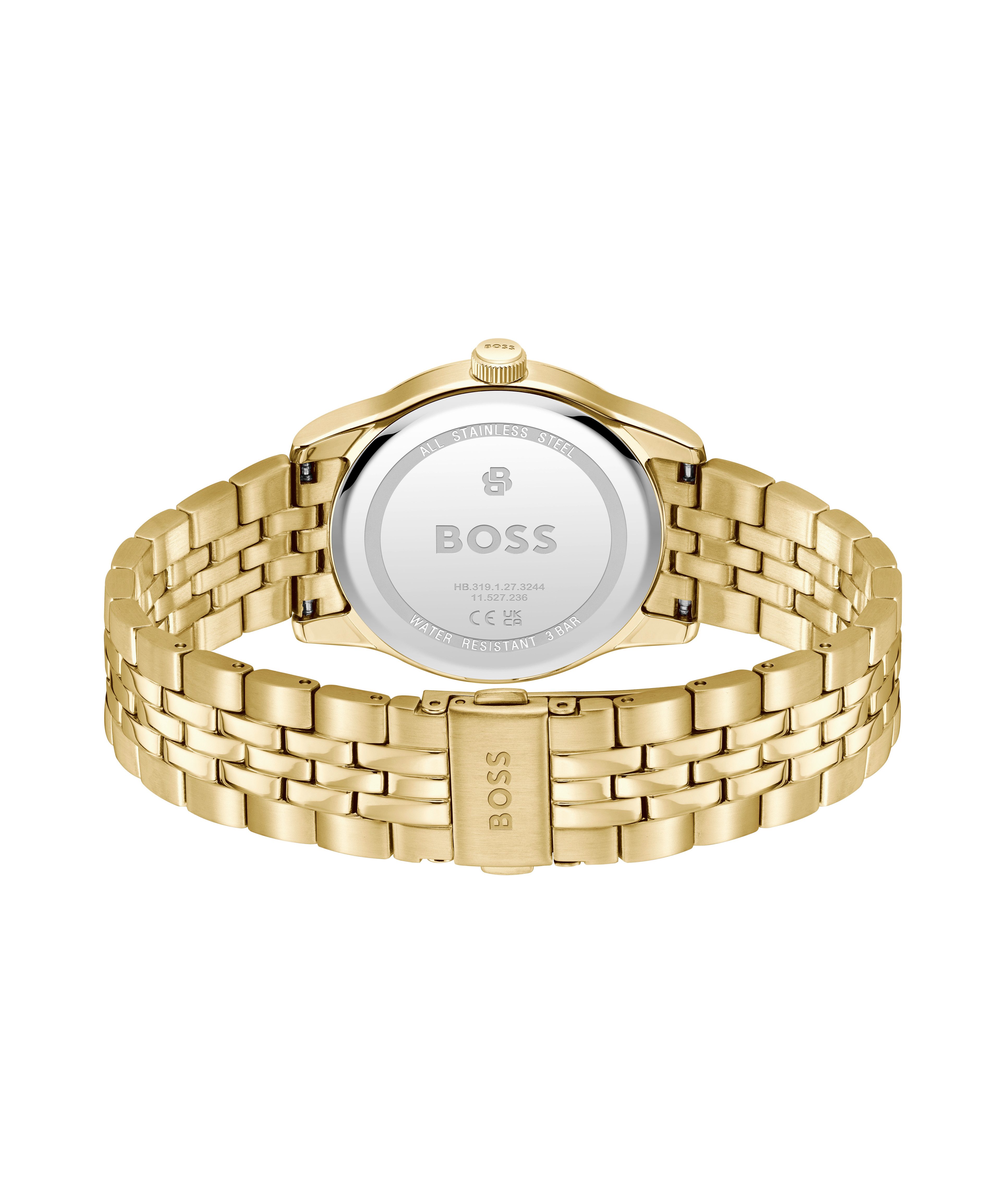 BOSS Quarzuhr LANGFORD 1514359, Armbanduhr, Damenuhr, Herrenuhr, Edelstahlarmband, analog, Tag