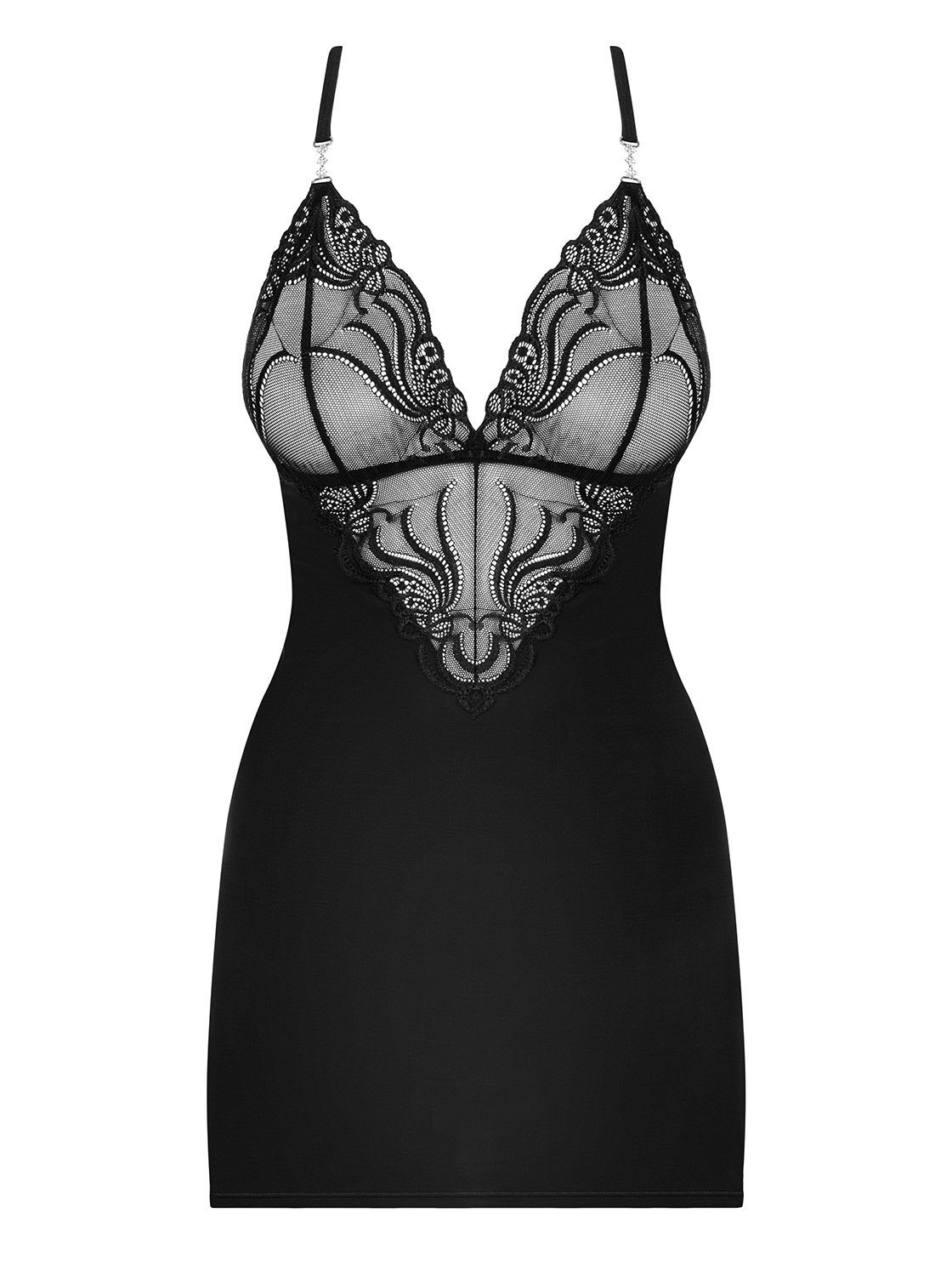 Obsessive Negligé Negligee schwarz mit String transparent Dessous (2-tlg)