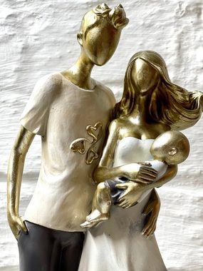 GILDE Dekoobjekt Handbemalte Dekofigur Familie mit Baby - einzigartige Kunststeinskulpt