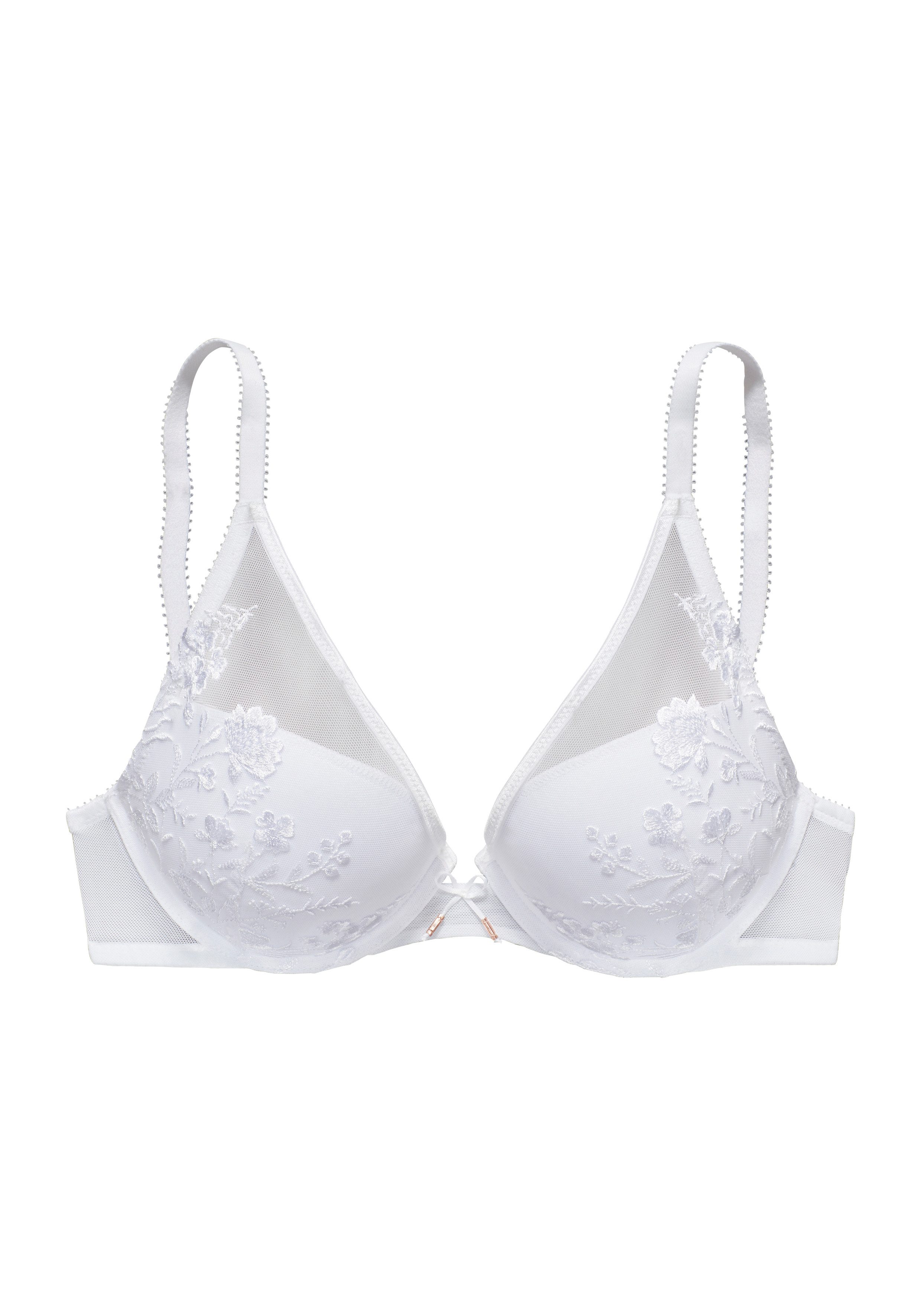 LASCANA Push-up-BH Maria Edle Stickerei-Spitze, BH mit Bügel und Schale, High-Apex-Schnitt