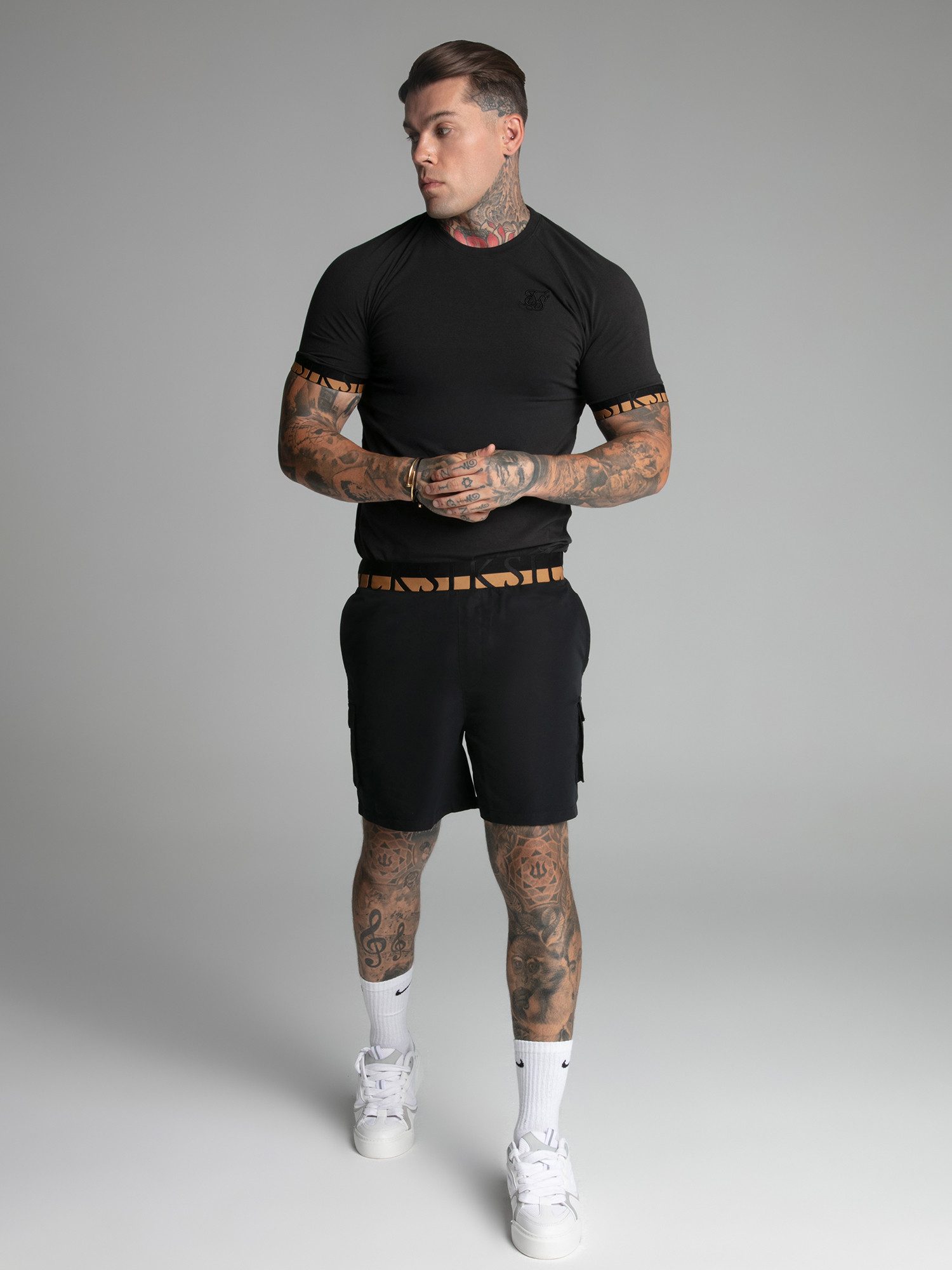 Siksilk Badeshorts SikSilk Herren Schwarze Cargo Badeshorts günstig online kaufen