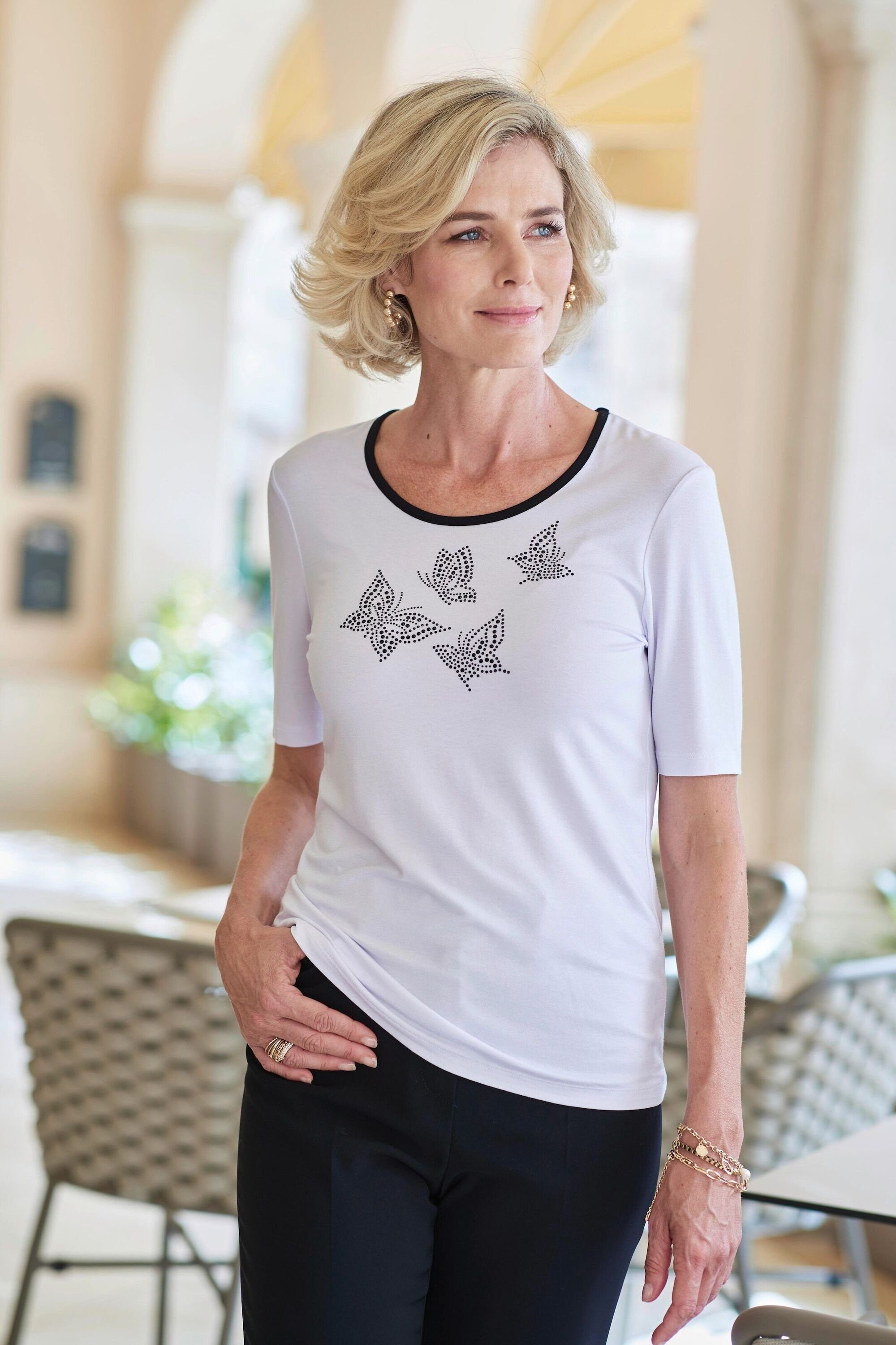 GOLDNER T-Shirt Modisches Blusenshirt mit Schmuckdetail günstig online kaufen
