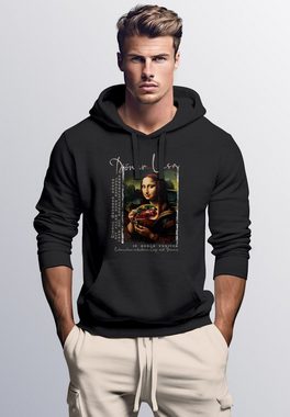 MoonWorks Hoodie Hoodie Herren Print Aufdruck Mona Lisa Parodie Meme Kapuzen-Pullover M