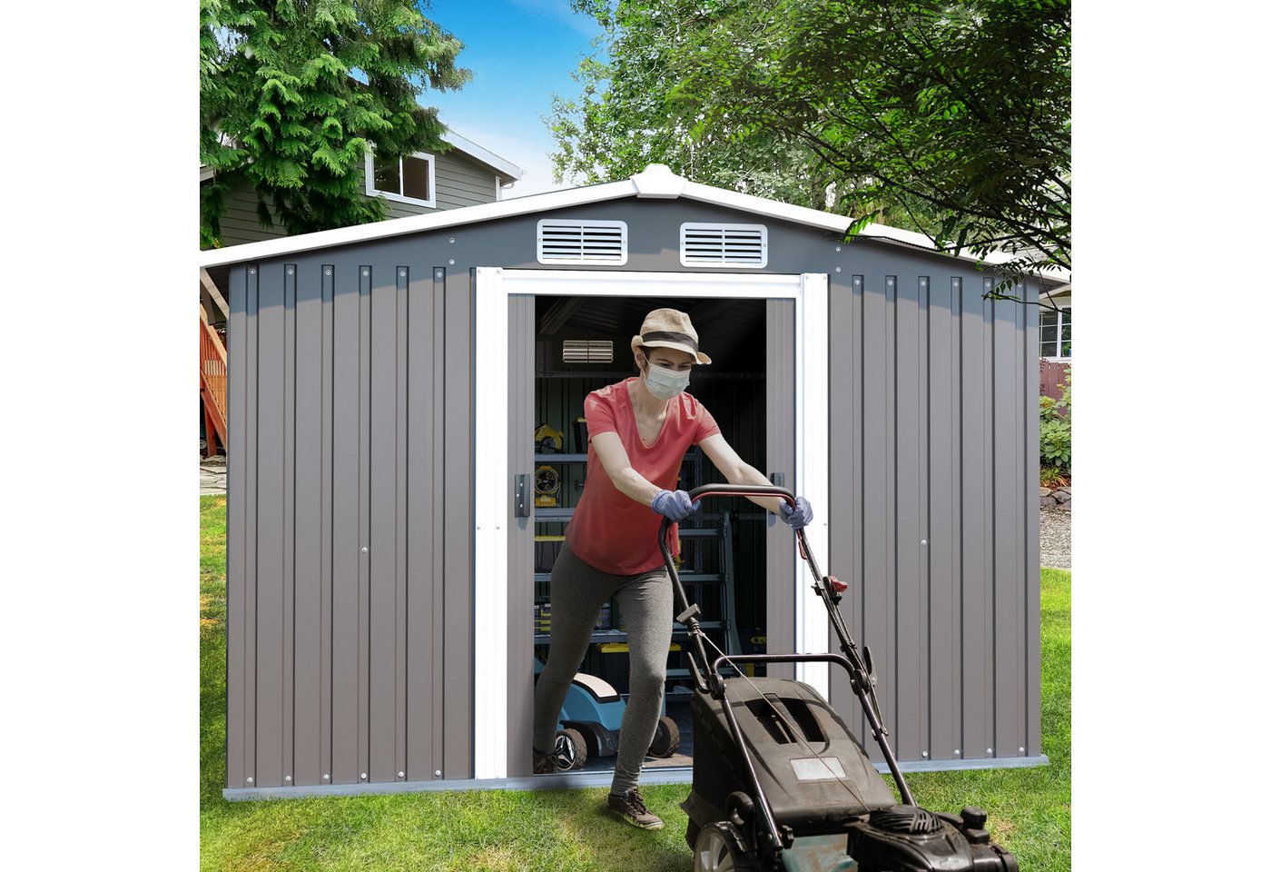 Thumbnail - OKWISH Gartenhaus Geräteschuppen, Metallschuppen für Garten