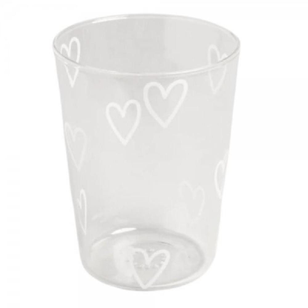 Eulenschnitt Longdrinkglas Trinkglas Herzen Weiß (450ml)