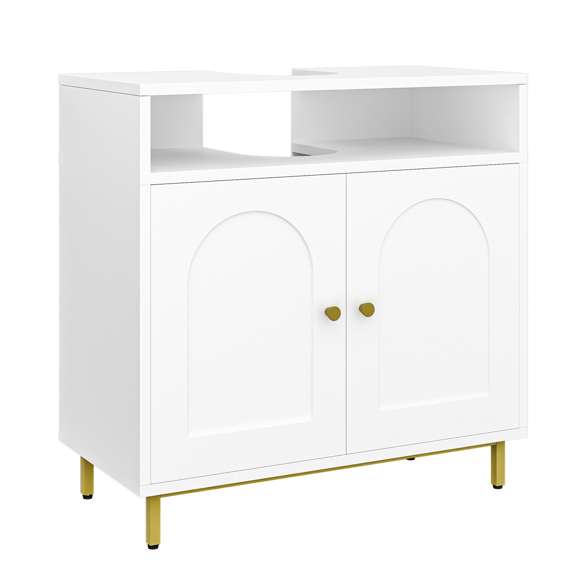 HZUANERI Waschbeckenunterschrank Waschtischunterschrank Unterschrank Badezimmerschrank mit 2 Türen verstellbare Ablage, viel Stauraum,60x30x63cm