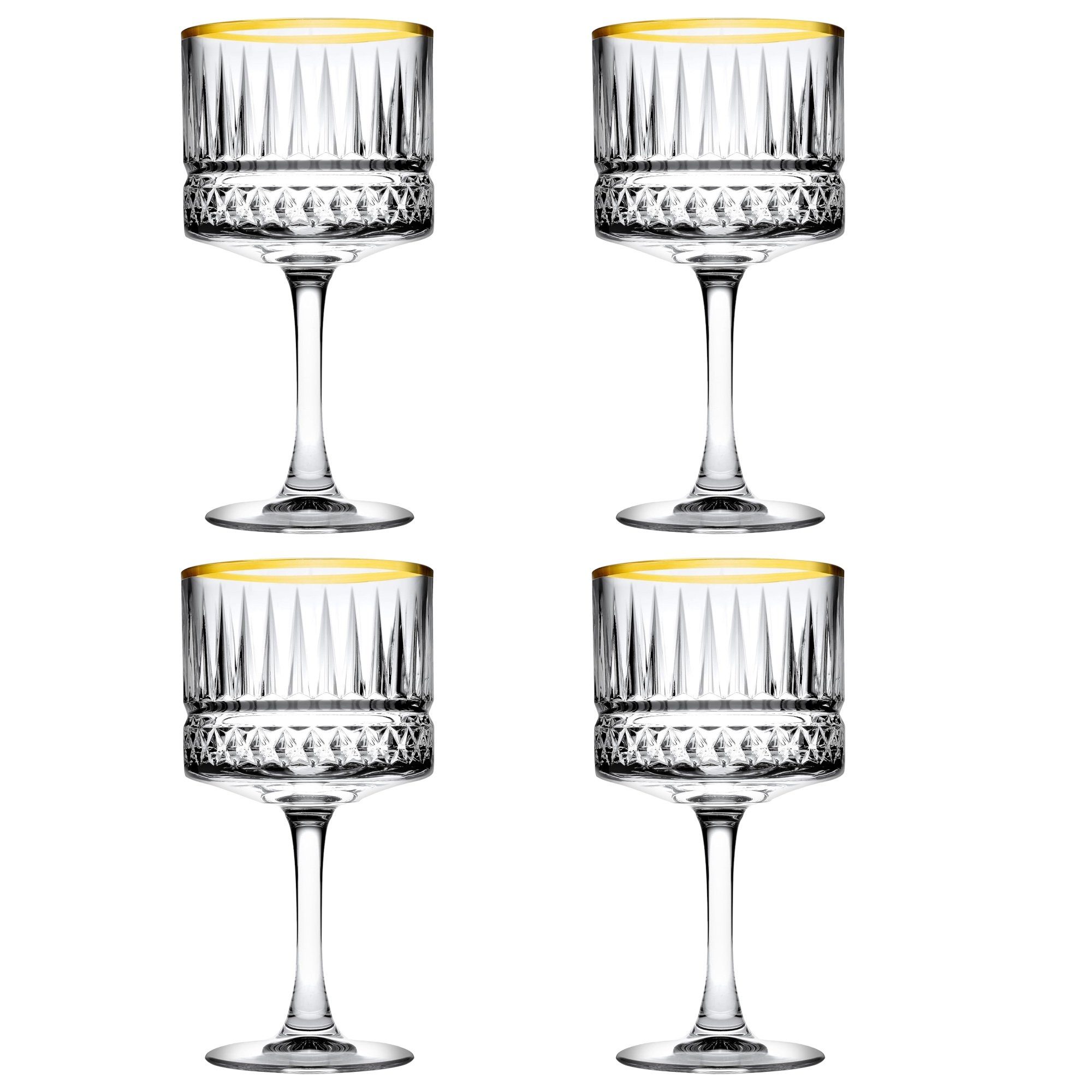 TYA Collection Cocktailglas Golden Glas Trinkgläser Dessertglas 4-tlg, Glas