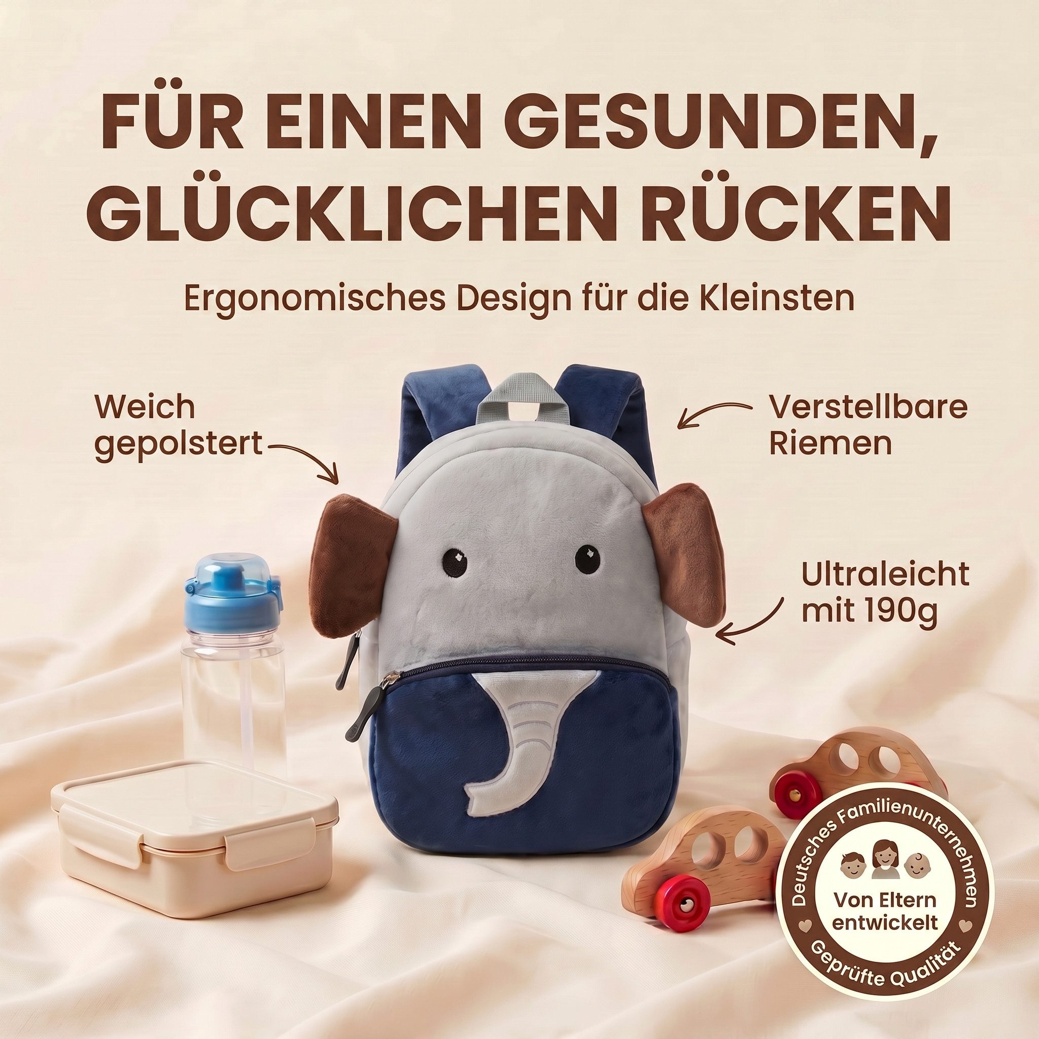 all Kids United Kinderrucksack ALL KIDS UNITED Kinder Rucksack Tiermotiv – Wasserdichter Rucksack (Tier-Rucksack, 2 - 6 Jahre), Wasserfest, Ergonomisch, Leichtgewichtig
