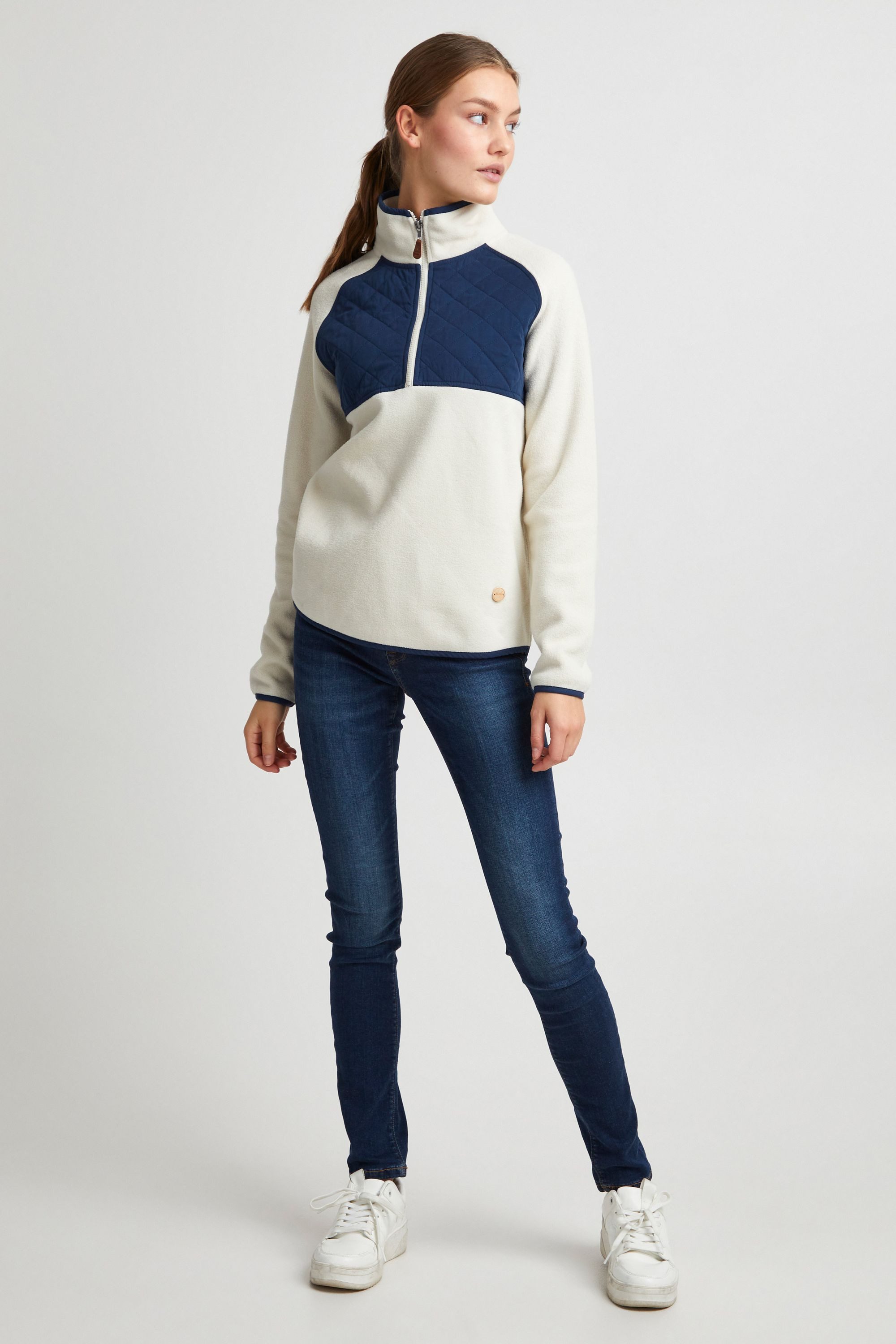 OXMO Sweatshirt OXMalita Fleece Troyer mit Stepp-Detail günstig online kaufen