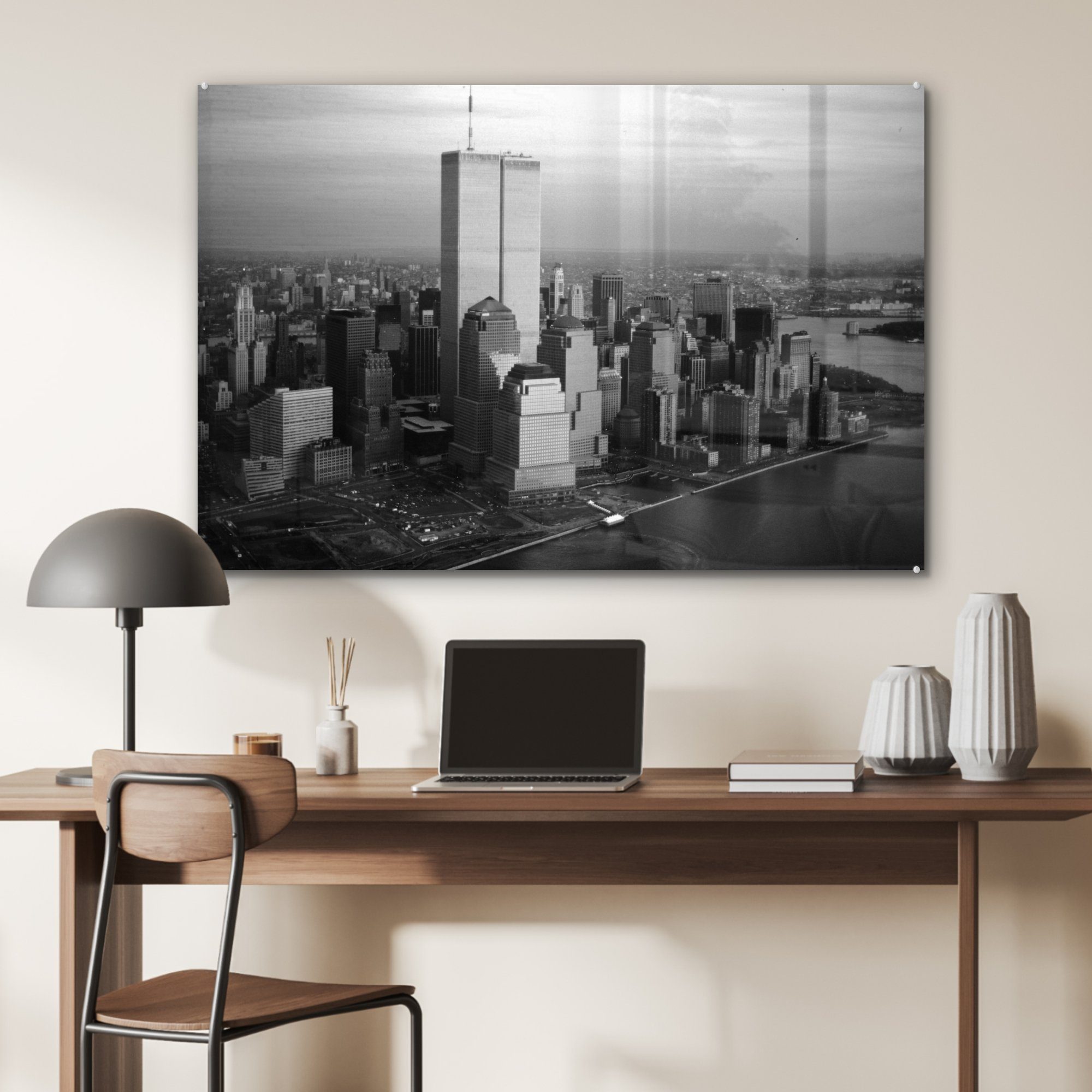 Schlafzimmer - - & Acrylglasbild Weiß, Stadt St), (1 World Schwarz Wohnzimmer Center Acrylglasbilder MuchoWow Trade -