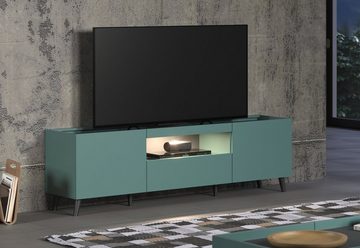 trendteam Lowboard Melton (Flat-TV Unterschrank in Dust Blue), trendiges Designmöbel