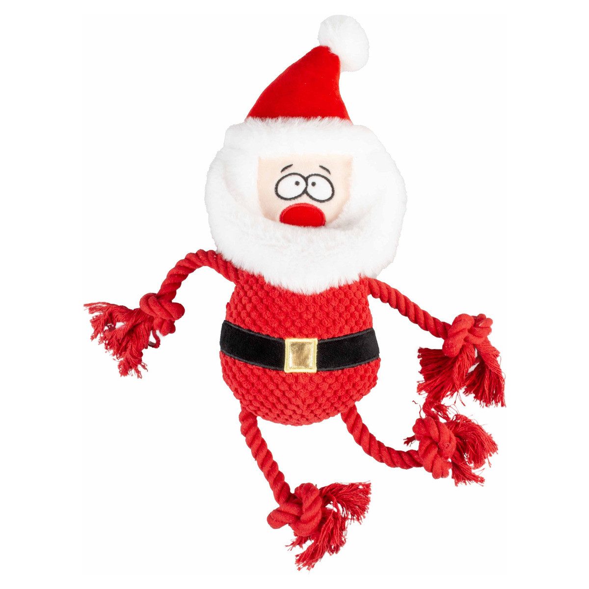 DUVO+ Tierkuscheltier Xmas Hundespielzeug Kuschel-Weihnachtsmann mit Seil