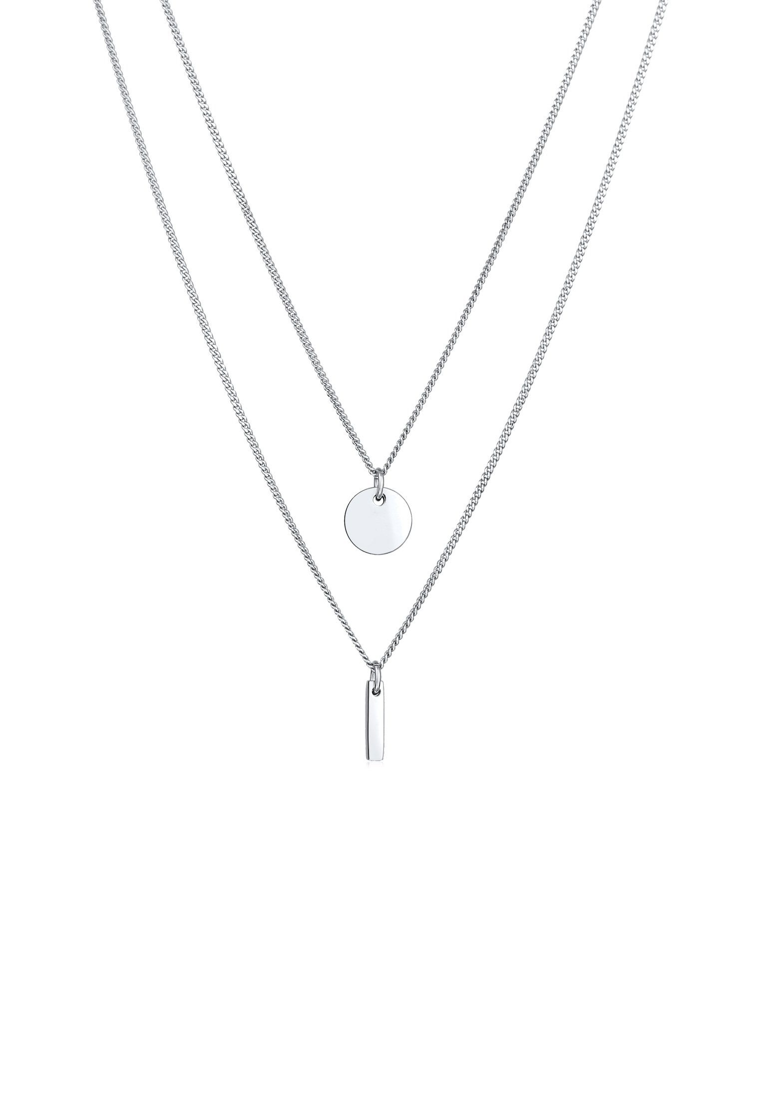 Elli Ketten-Set 2-lagig Layer Kreis Stab Geo 925 Silber, Geo