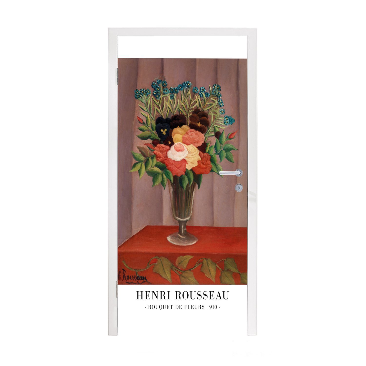 MuchoWow Türtapete Blumen - Pflanzen - Vintage - Rousseau - Alte Meister, Matt, bedruckt, (1 St), Fototapete für Tür, Türaufkleber, 75x205 cm