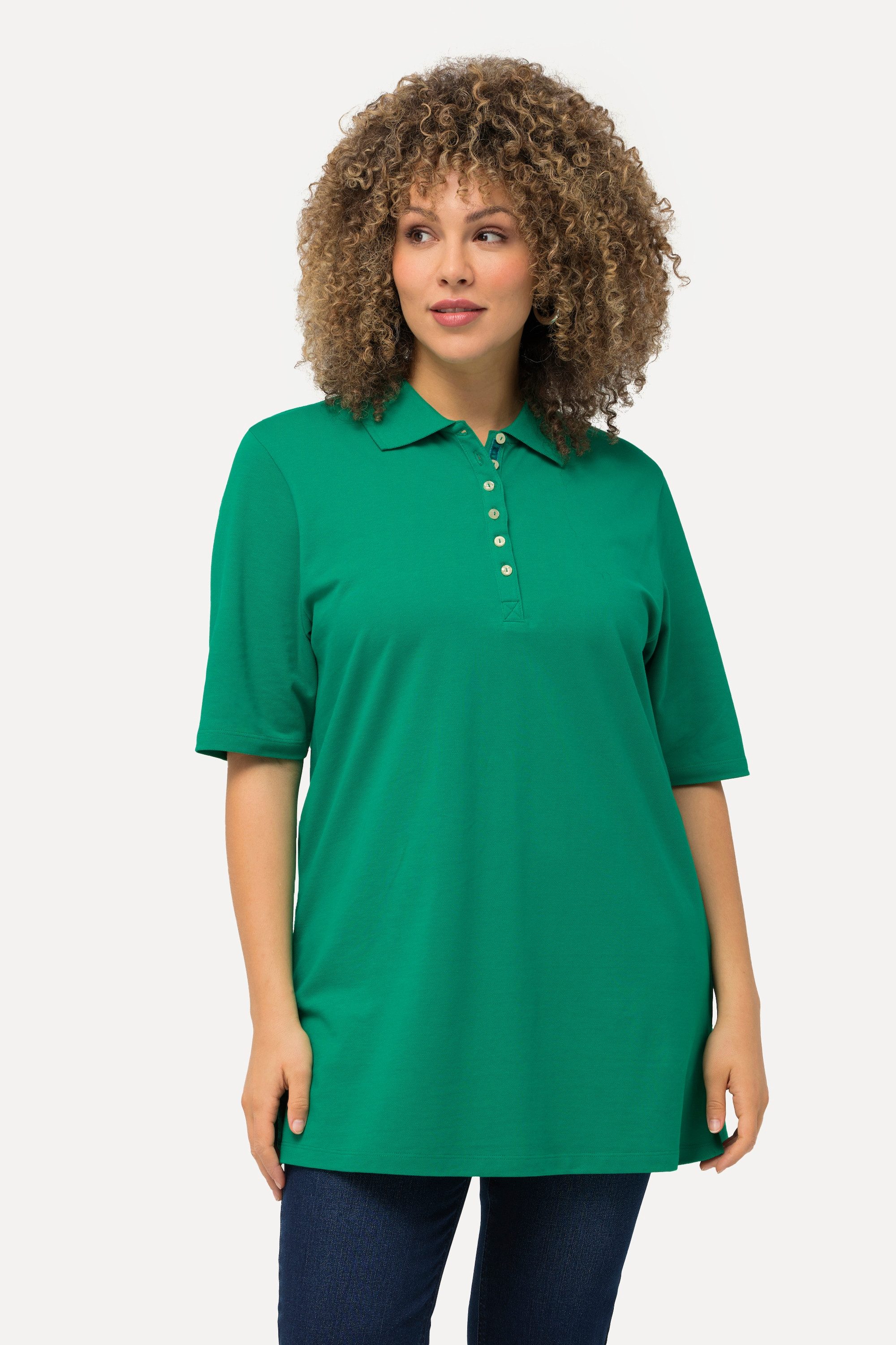 Ulla Popken T-Shirt Poloshirt Piqué Polokragen günstig online kaufen