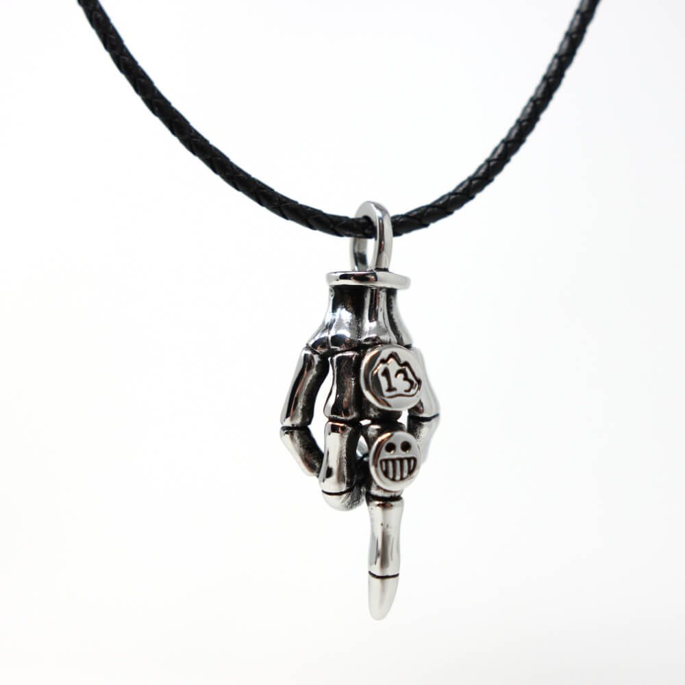 Kette mit Anhänger Lederkette Edelstahlkette 316L FUCKOFF