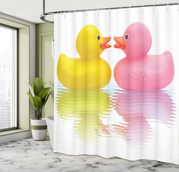 Abakuhaus Duschvorhang Moderner Digitaldruck mit 12 Haken auf Stoff Wasser Resistent Breite 175 cm, Höhe 180 cm, Badeente Ente Paare in der Liebe