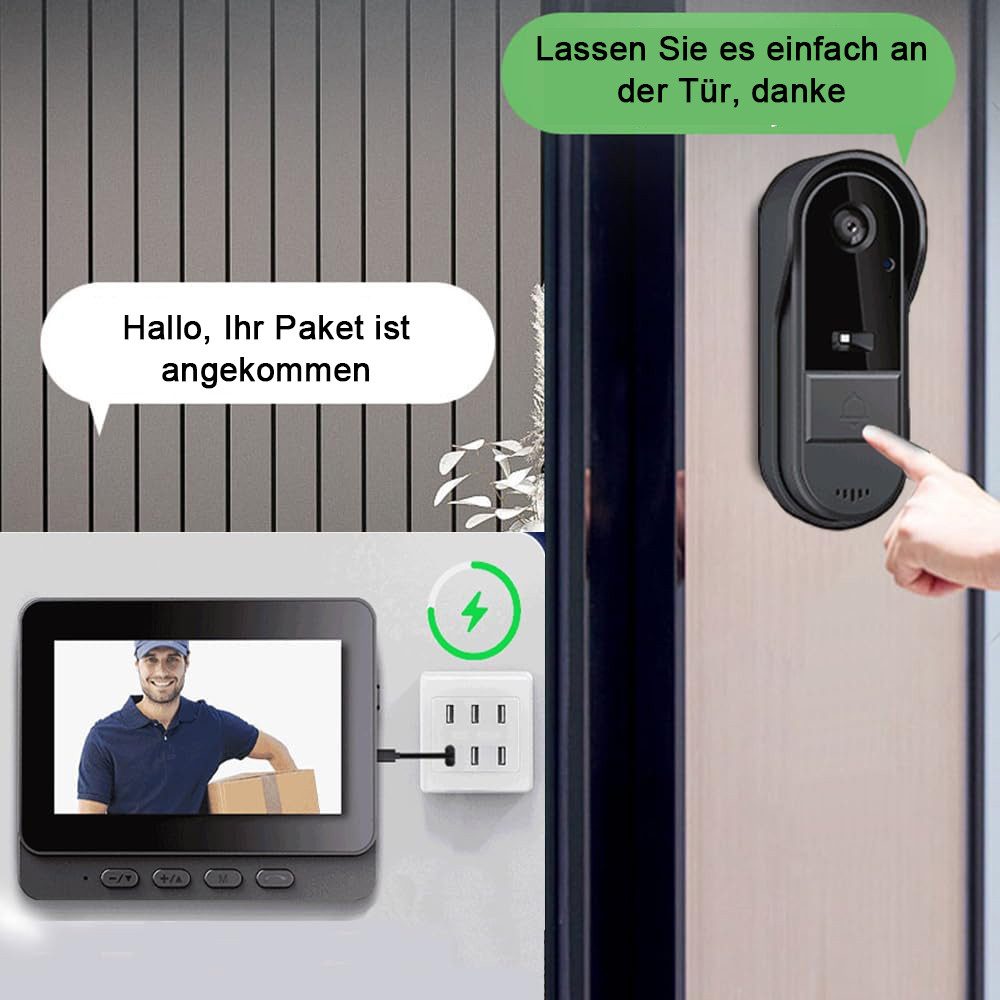 TUWENA Smart Home Türklingel Drahtlose Video Türklingel mit Kamera Outdoor IP65 Wasserdicht 1080P