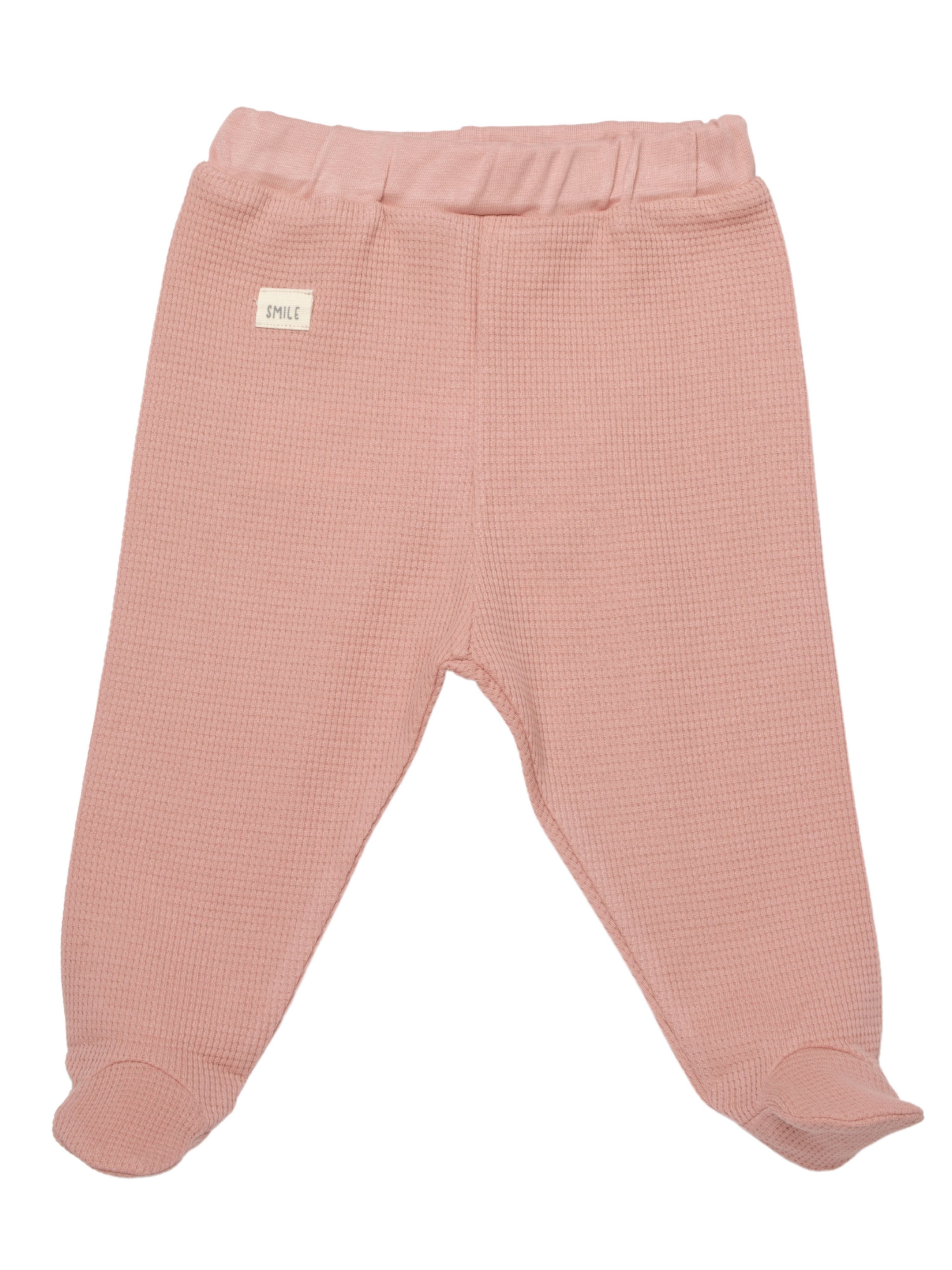 biorganic Funktionshose Baby Waffle Smile für Jungen und Mädchen Unisex Hose mit Fuß (1-tlg) Waffelmuster, Bio-Baumwolle, Größe 56- 74