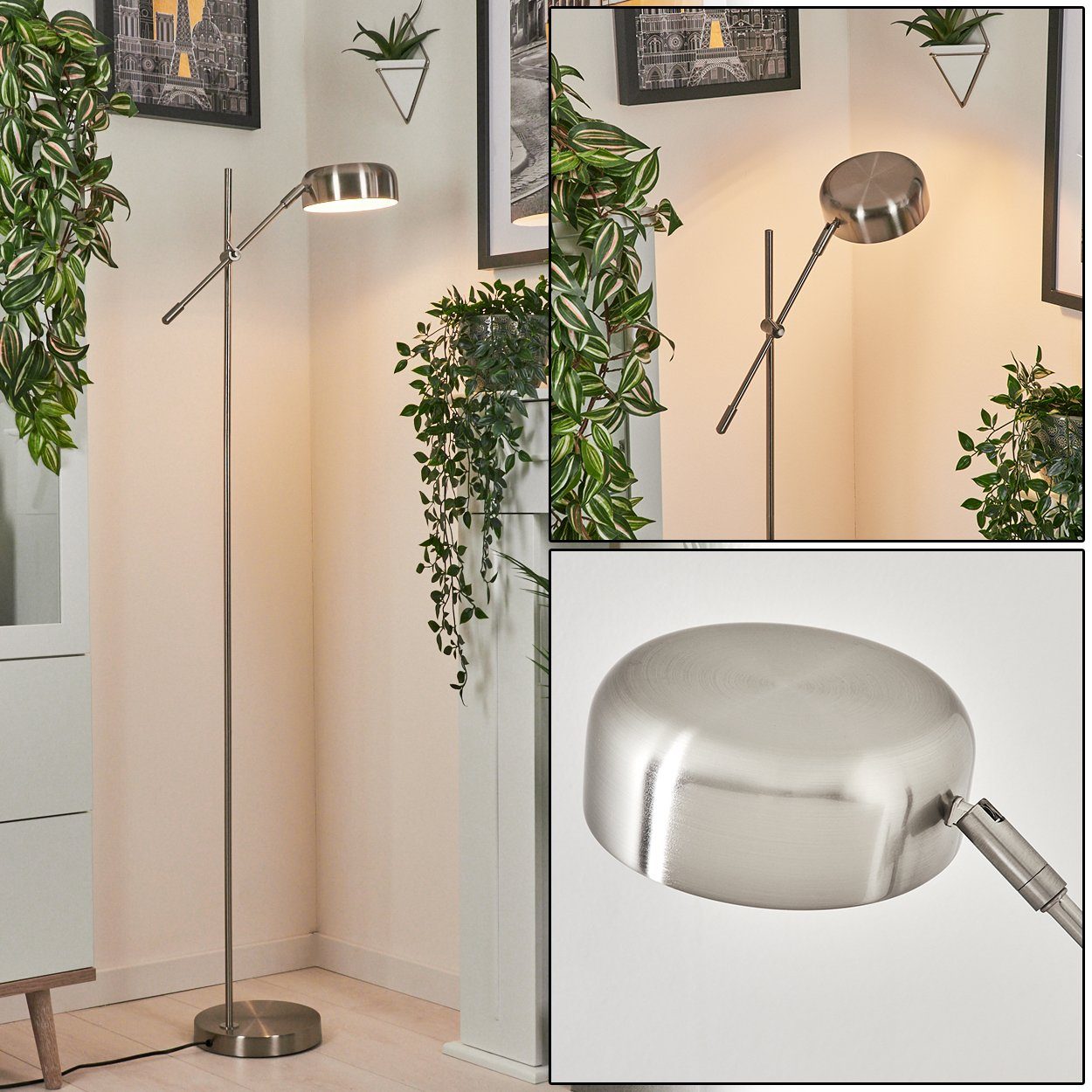 Nickel-matt/Weiß, Leuchtmittel in ohne Metall Stehlampe Stehlampe aus »Cuccolicchio« hofstein moderne