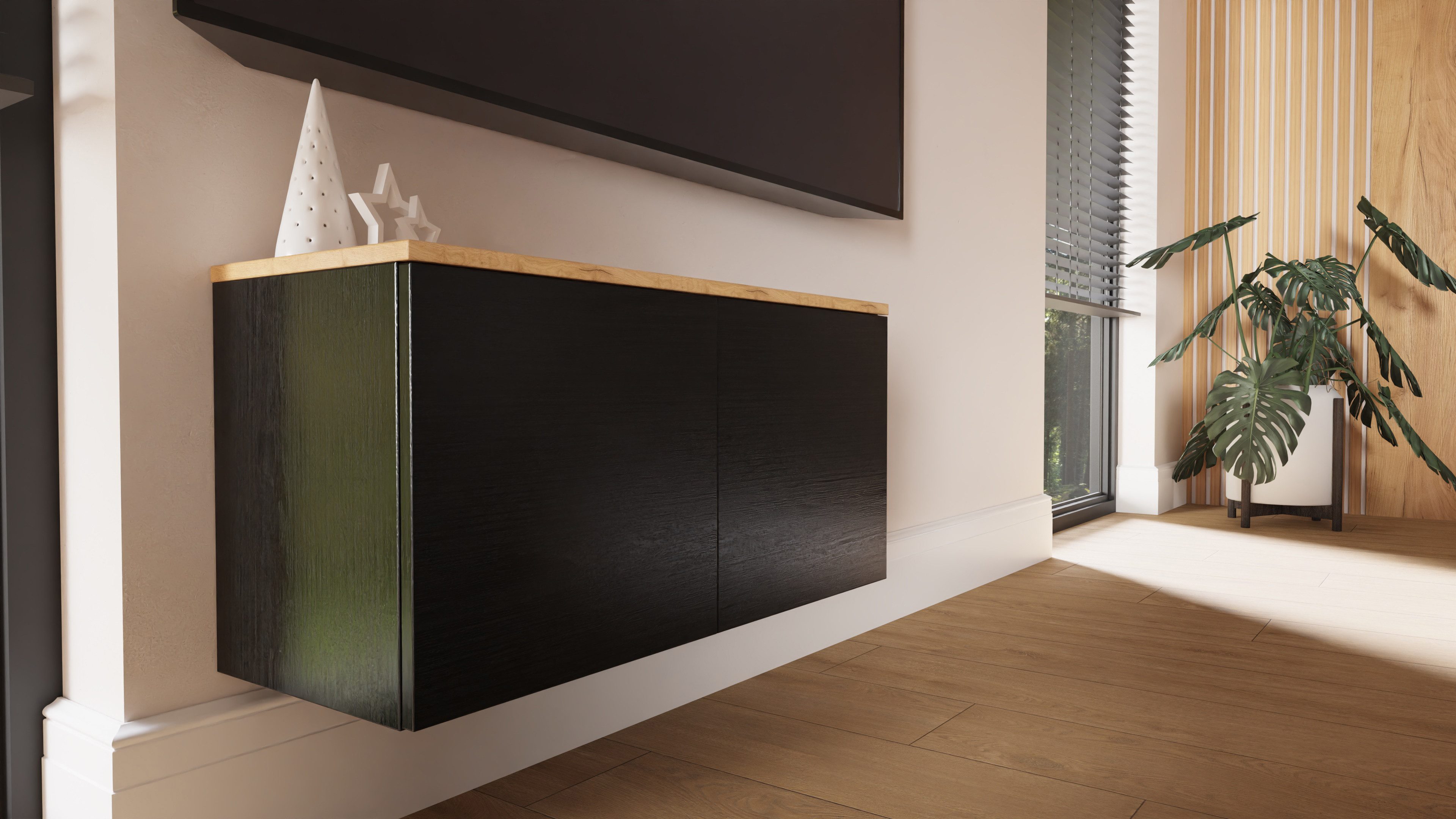 Platan Room Lowboard LUNA, 90 oder 180 cm Sideboard Hängend oder Stehend ganz in Matt