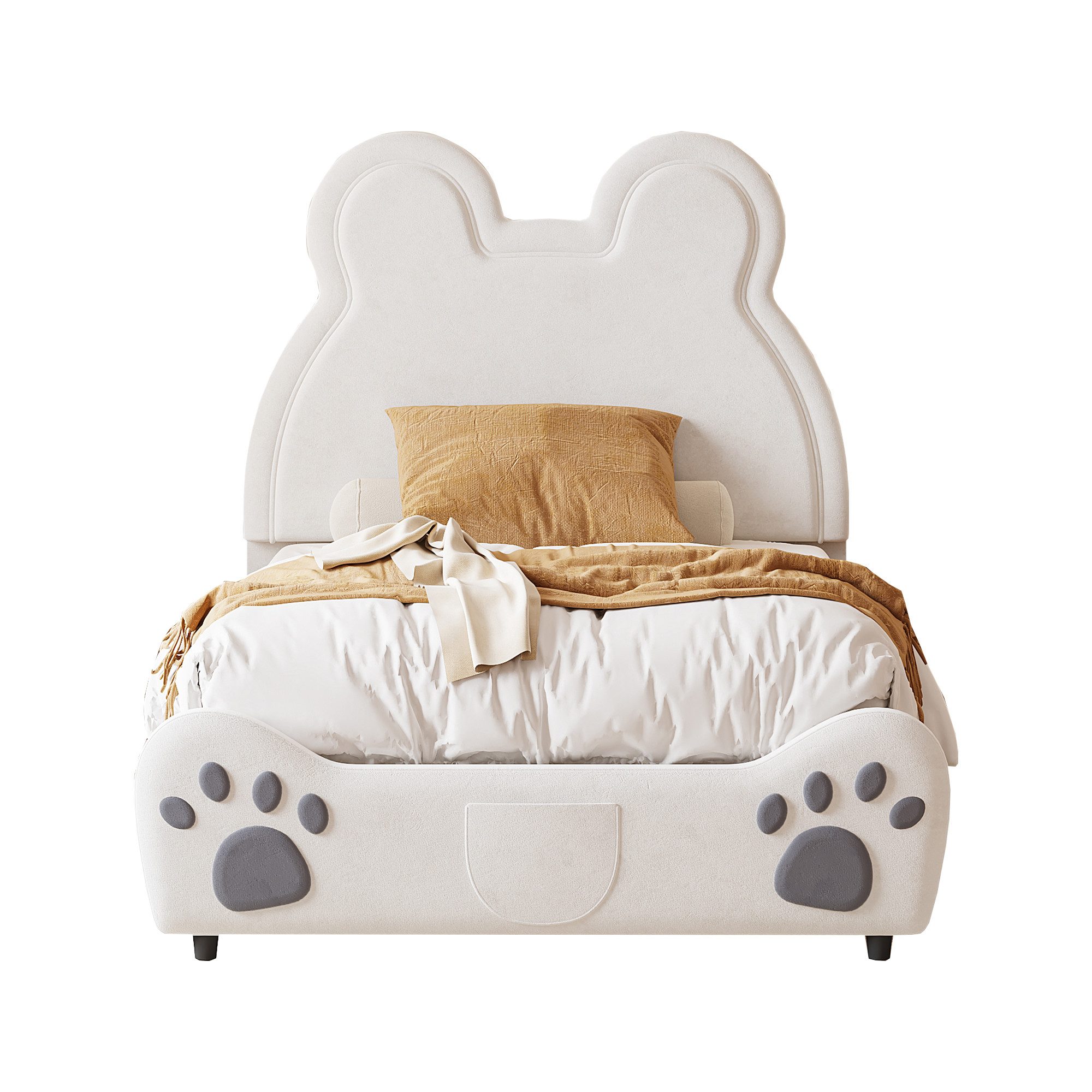 Flieks Polsterbett, Bärenform Kinderbett Einzelbett 90x200cm günstig online kaufen