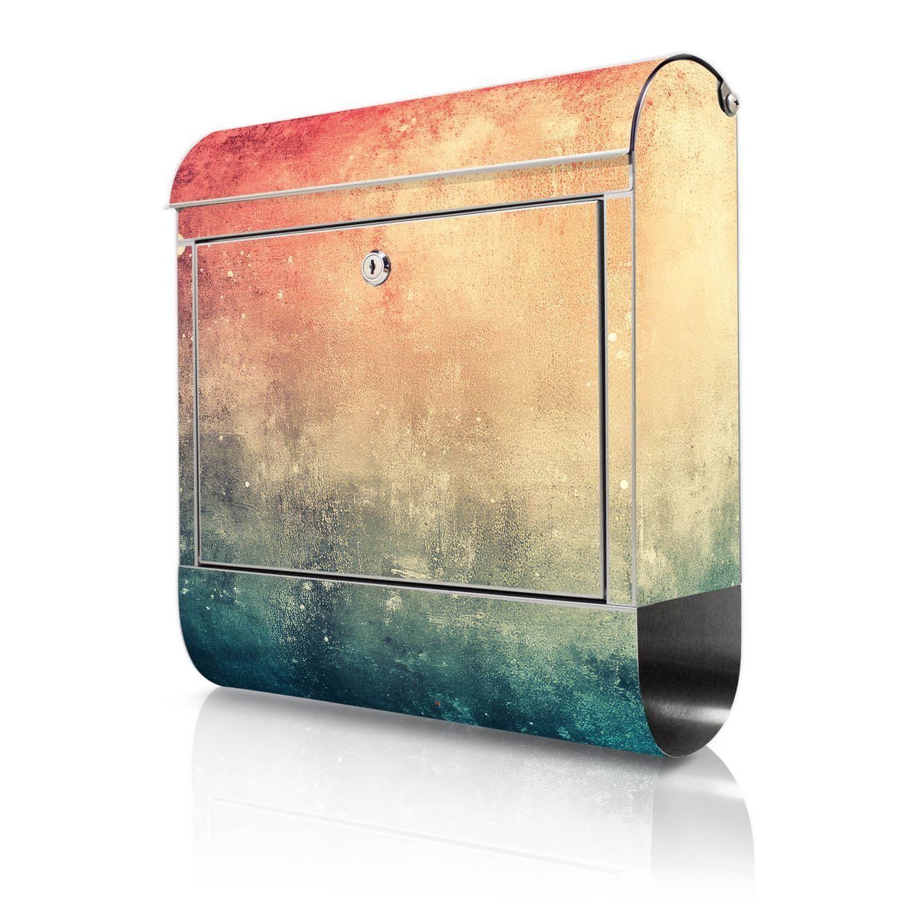 banjado Wandbriefkasten Edelstahl mit Motiv Struktur Verträumt (Wandbriefkasten groß, mit Zeitungsfach), 38 x 42,5 x12 cm