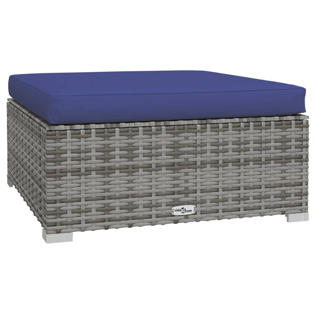 vidaXL Sofaelement Gartenhocker mit Kissen Grau 70x70x30 cm Poly Rattan (1 St)