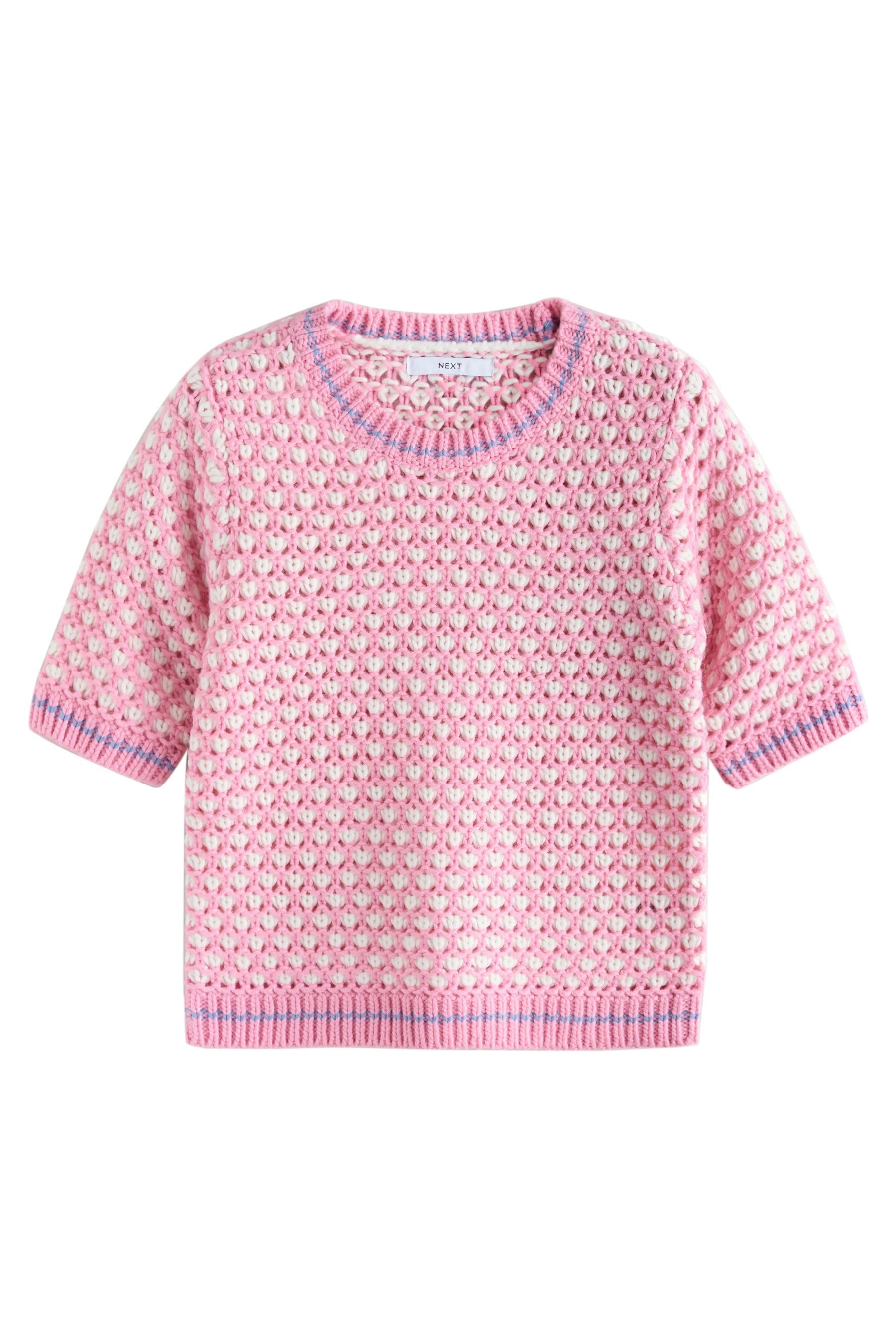 T-Shirt Kurzarm-T-Shirt aus Strick mit Rundhalsausschnitt