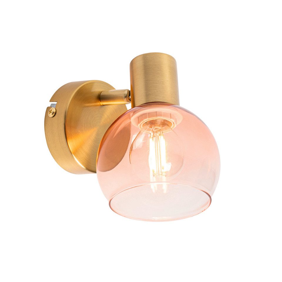 Qazqa LED Aufbaustrahler Vidro, ohne Leuchtmittel, Warmweiß, QAZQA Aufbau­spot, e14, Rosa, Stahl, Art Deco