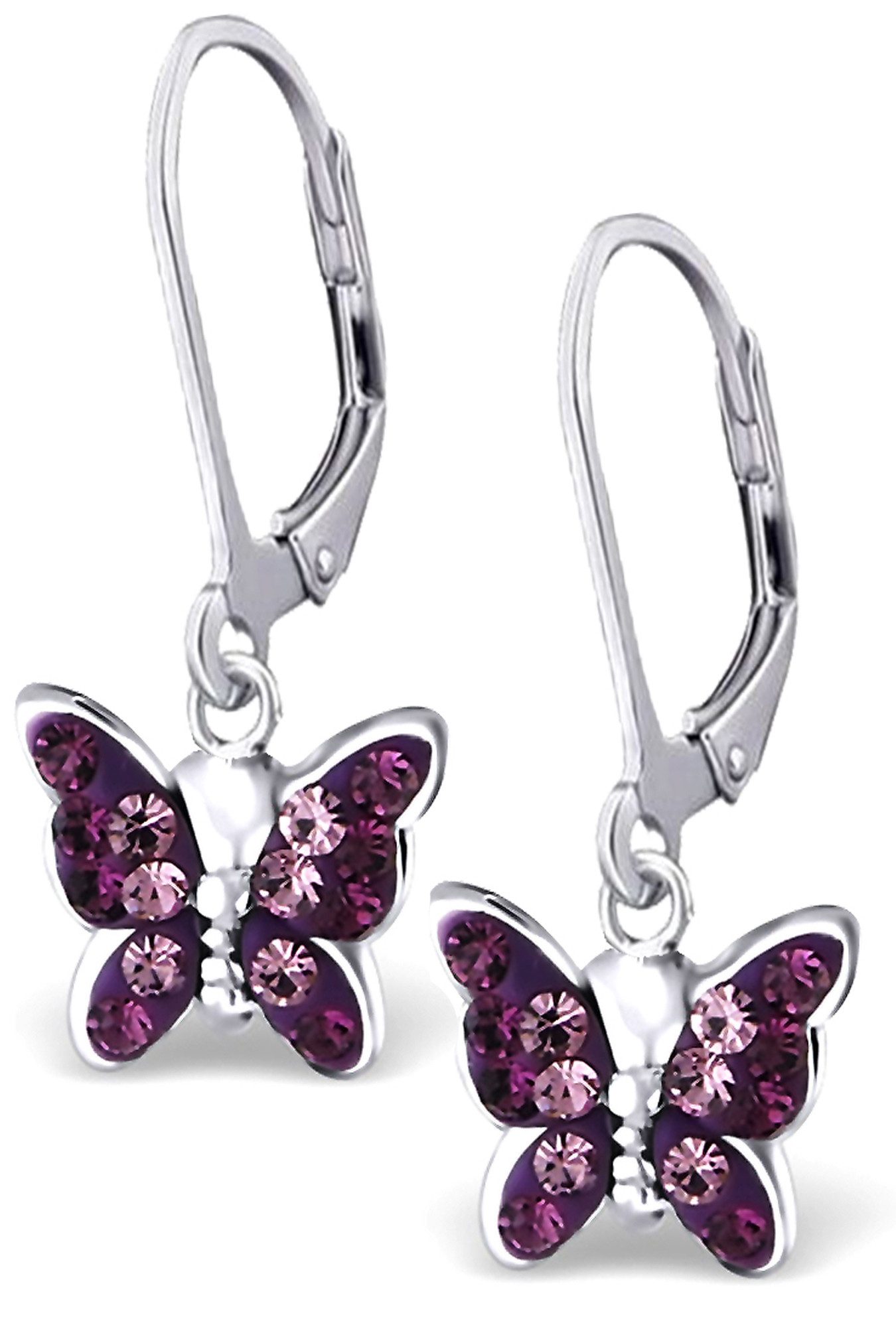 Limana Paar Ohrhänger filigrane Schmetterling Mädchen Ohrringe 925 Silber Brisur Schmuck (inkl. Dose), Geburtstag, Einschulung, Schulanfang, Ostern, Weihnachten, Nikolaus
