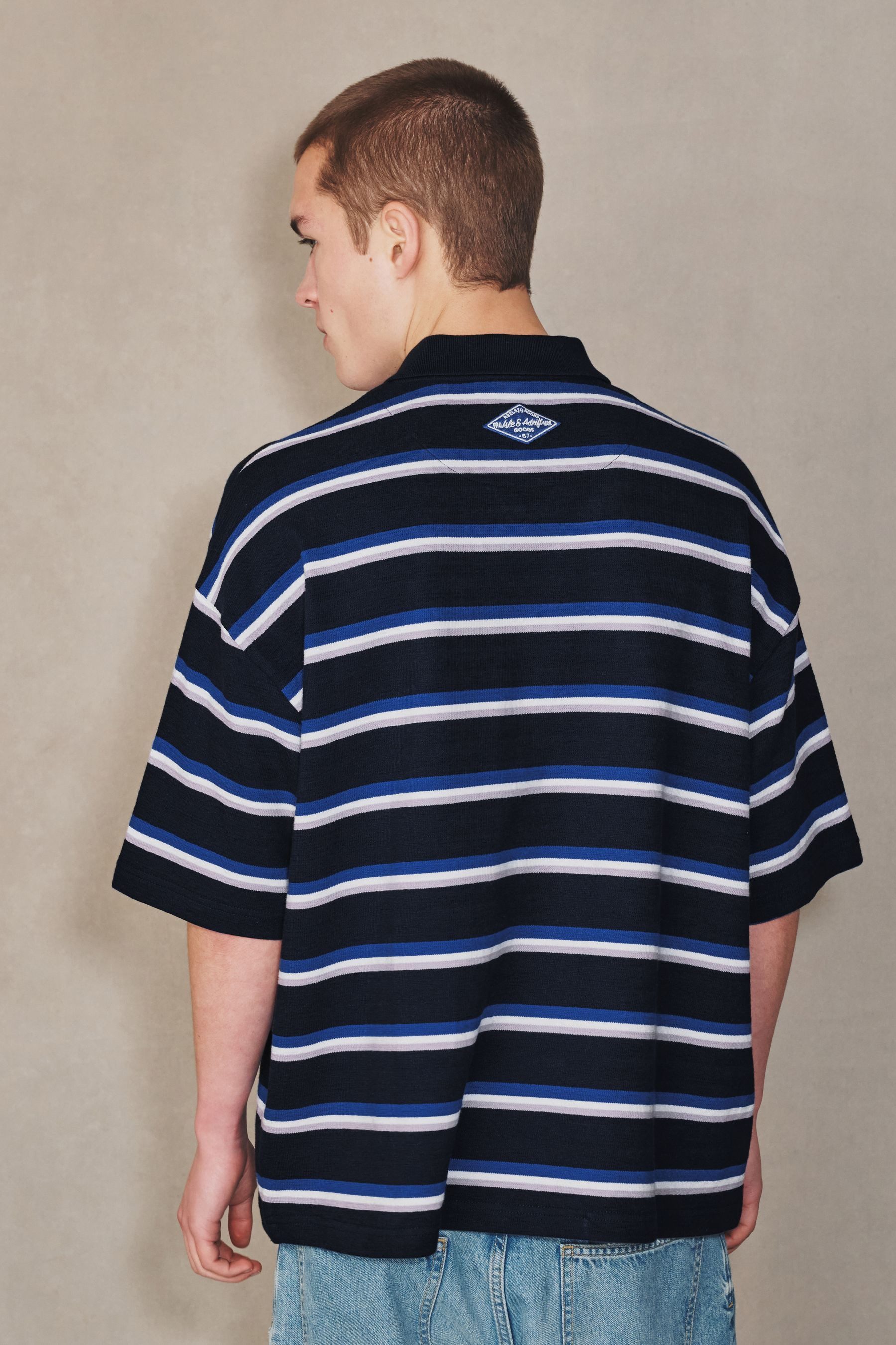 Next Poloshirt EDIT Oversized Poloshirt mit horizontalen Streifen (1-tlg)