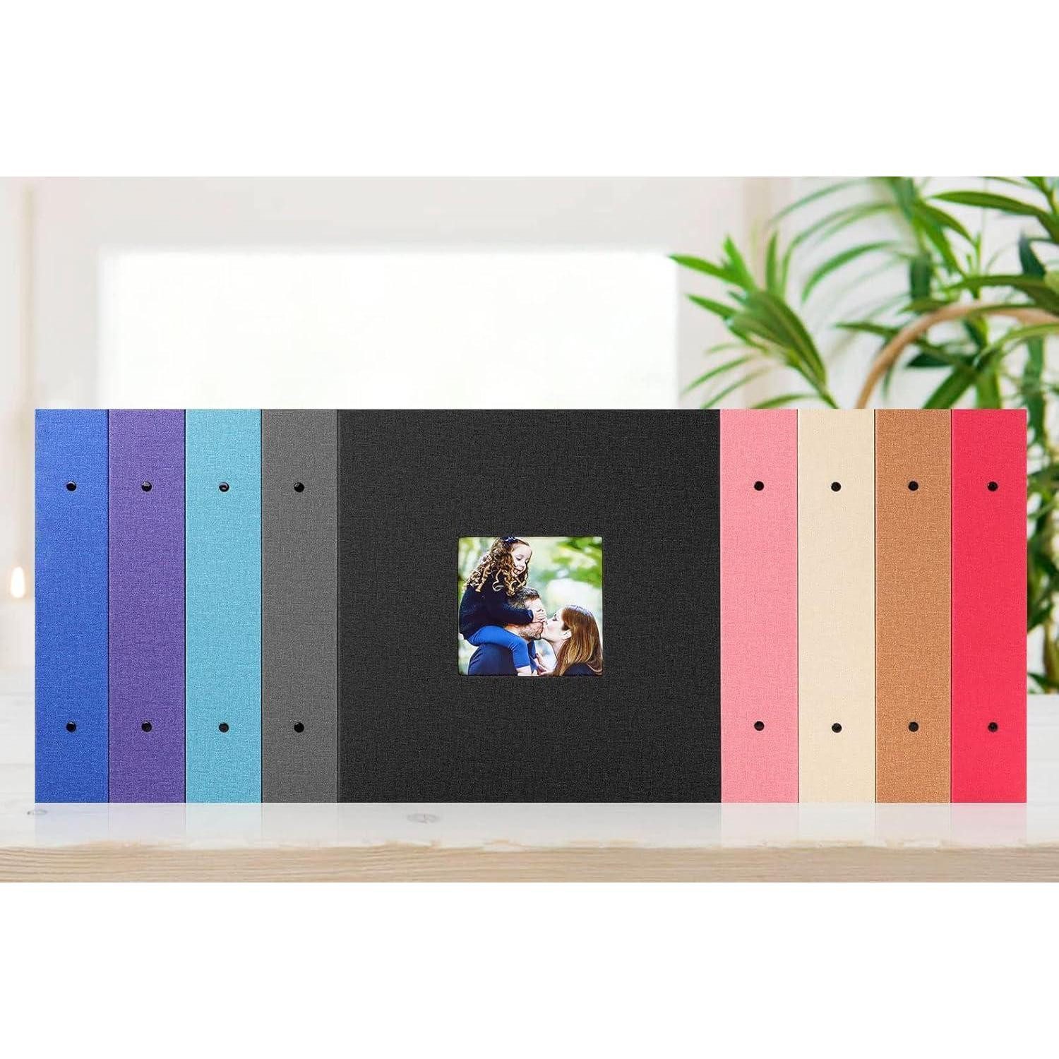 LuxusKollektion Einsteck-Fotoalbum Fotoalbum 10x15cm 600 Fotos Leinen Einstecken Hoch Quer Blaugrün