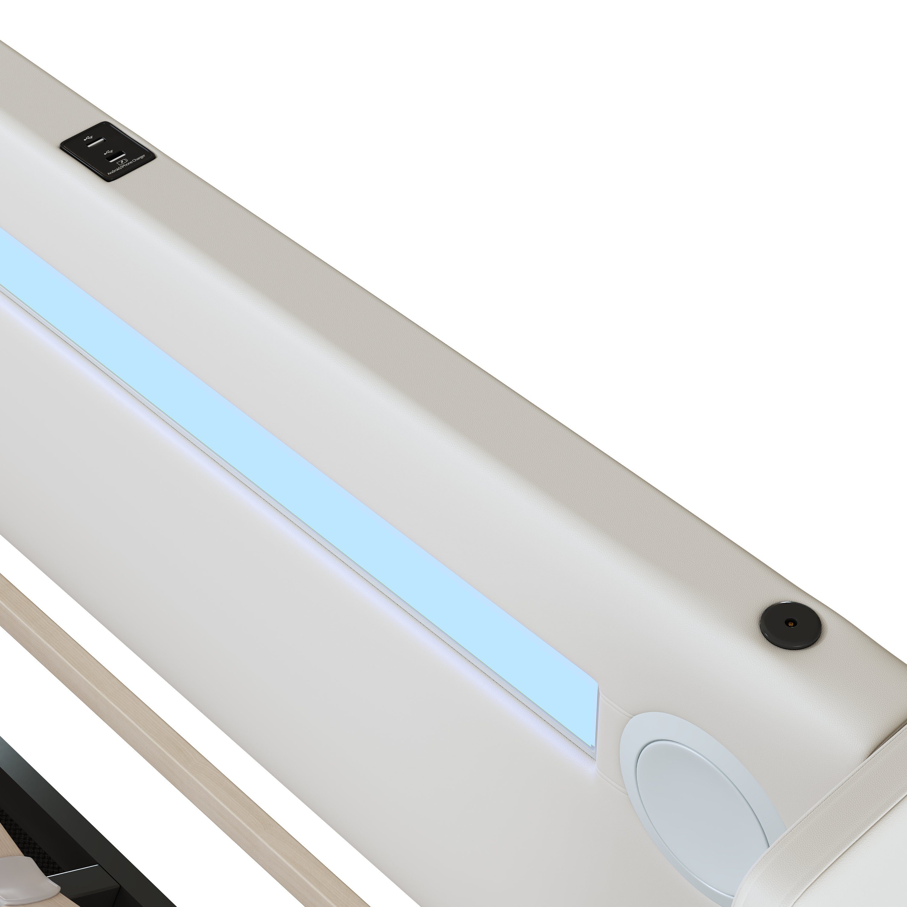 Polsterbett (Stauraumbett, Einzelbett), mit LED Beleuchtung/Bluetooth/USB-Aufladen, Kunstleder, 90x200cm