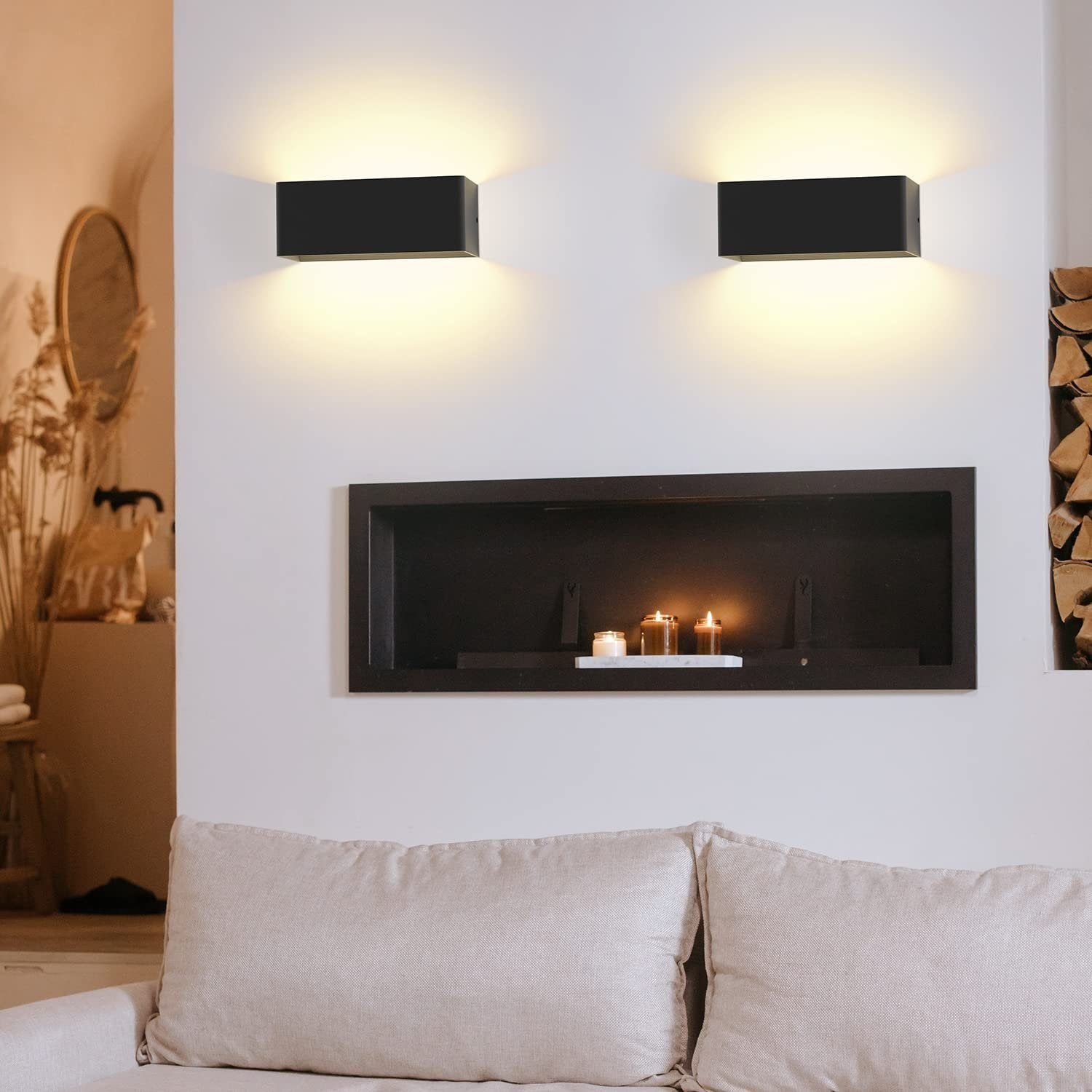 Up LED Schlafzimmer ZMH LED integriert, Außen-Wandleuchte Warmweiß Außen-Wandleuchte Down Modern Flur, fest
