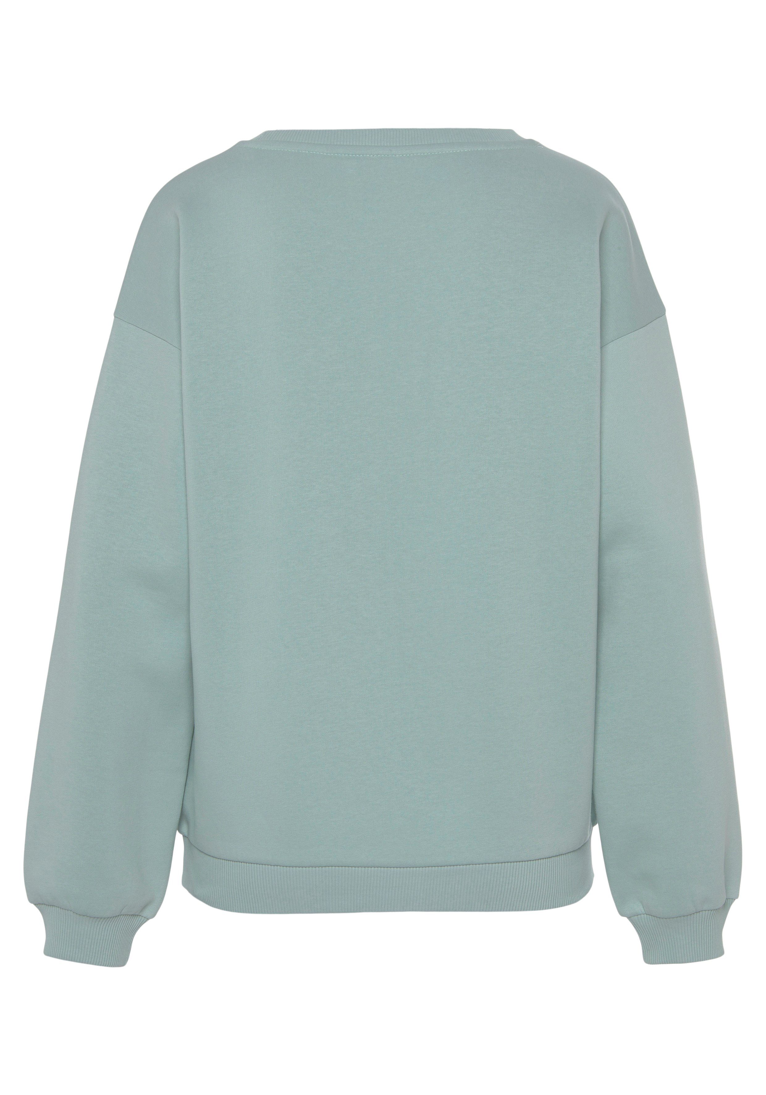Ärmeln, -Pullover Sweatshirt mint mit Loungewear, LASCANA Loungeanzug weiten