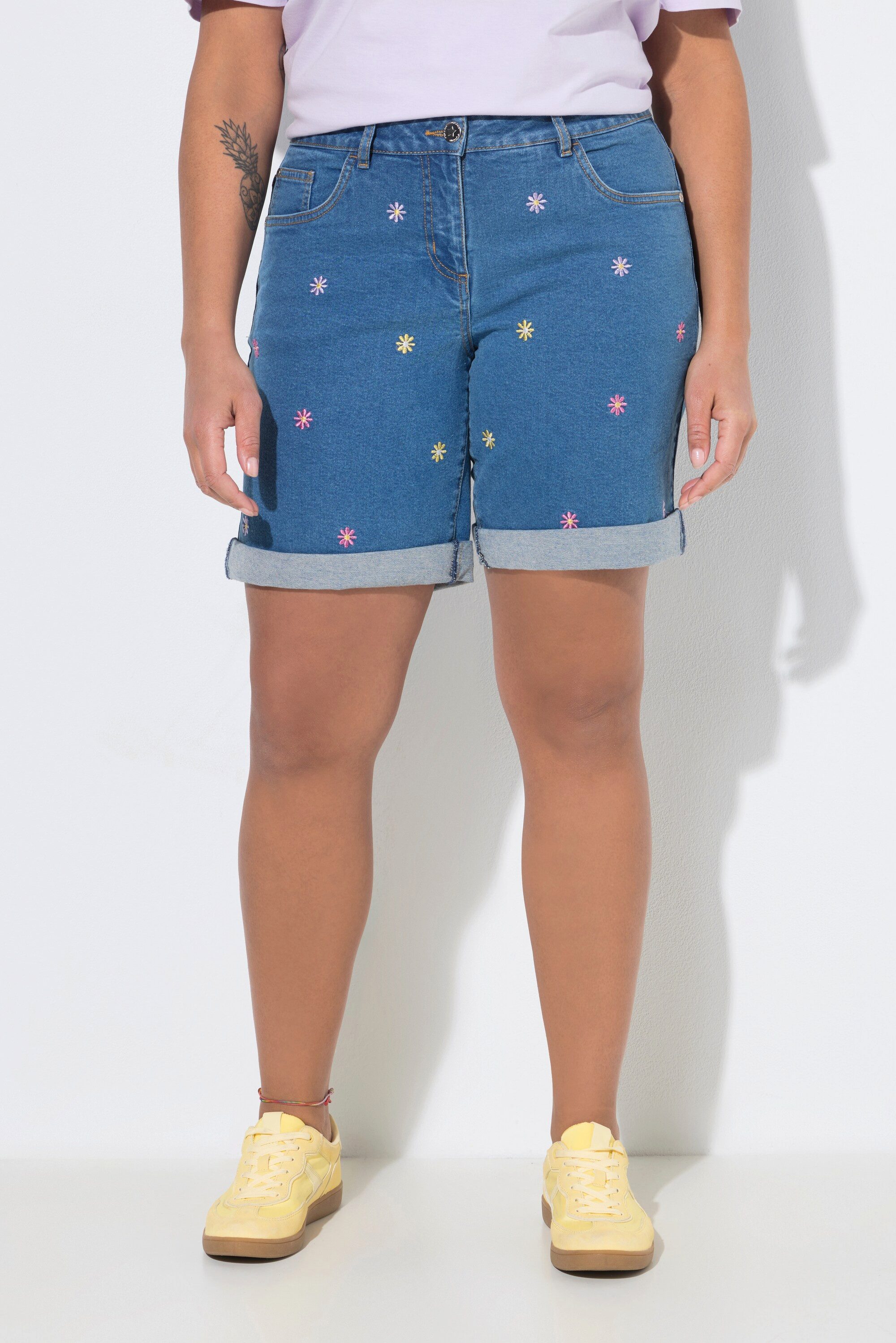 Angel of Style 5-Pocket-Jeans Jeansshorts gerade 5-Pocket Stick-Blüten