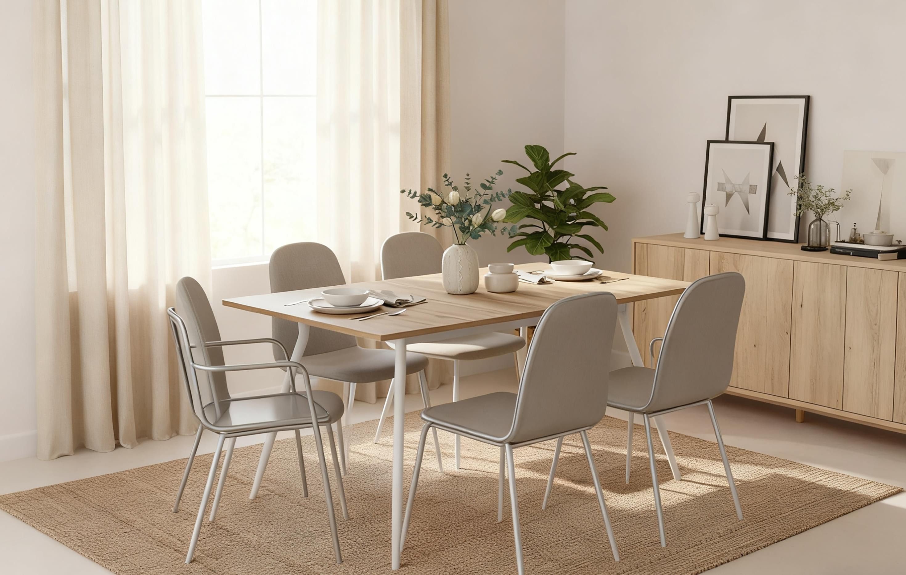 B&D home Esstisch LIO, Metallgestell schwarz oder weiß, ausziehbar, 4-6 Personen