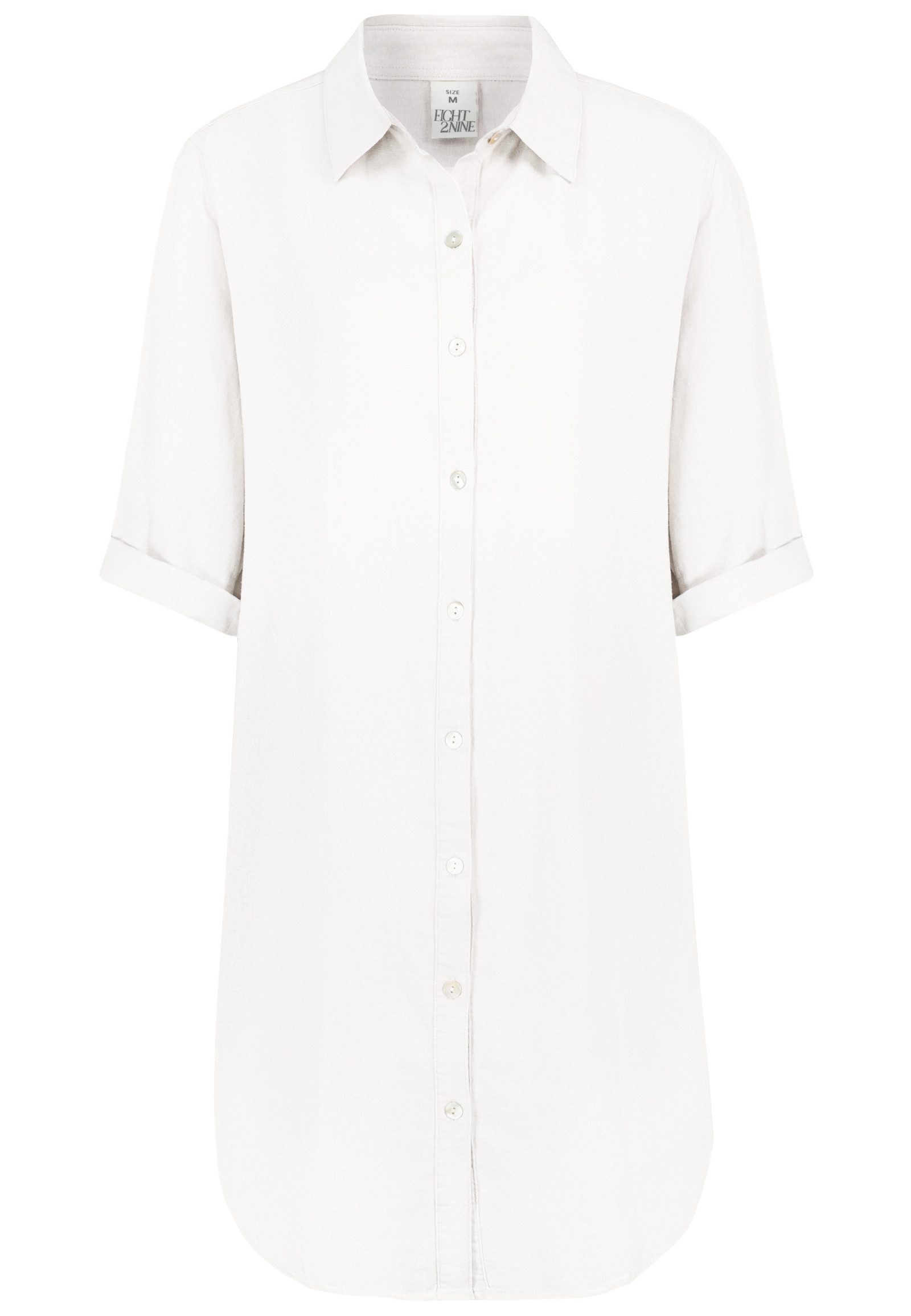 Eight2Nine Hemdbluse Damen Leinen Bluse atmungsaktiv Tunika Sommer langebluse Hemdbluse